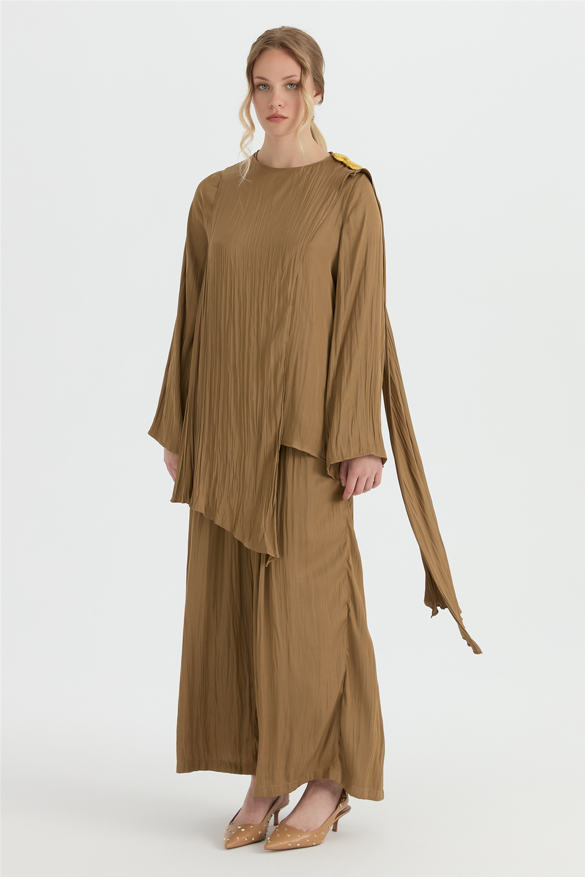 Sera Pantolonlu Takım  Camel