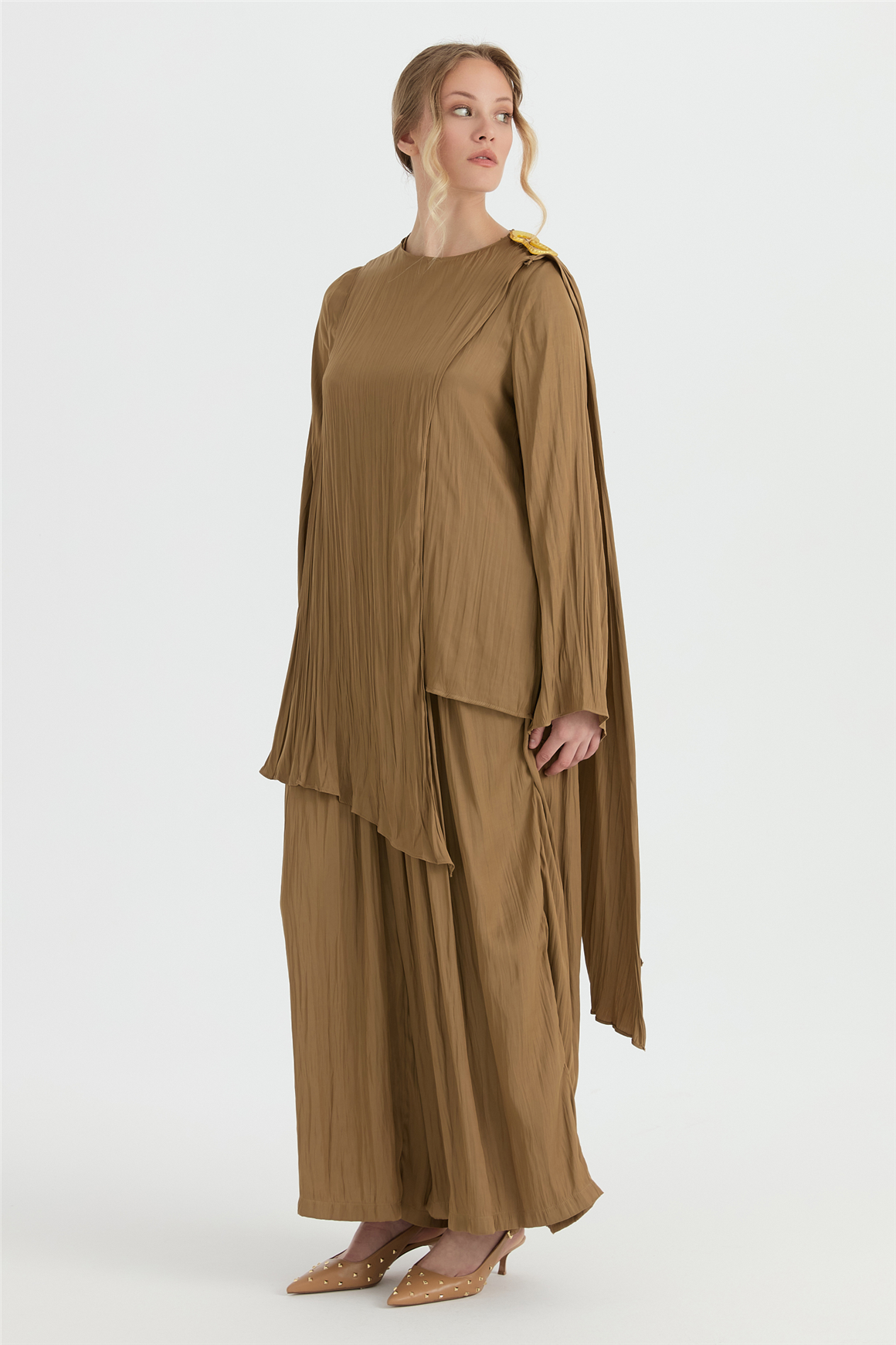 Sera Pantolonlu Takım  Camel