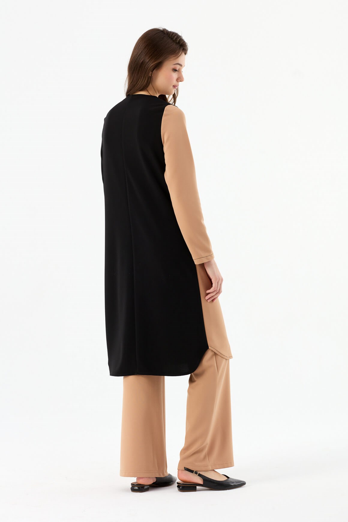 Şerit Detaylı Pantolonlu Takım  Camel
