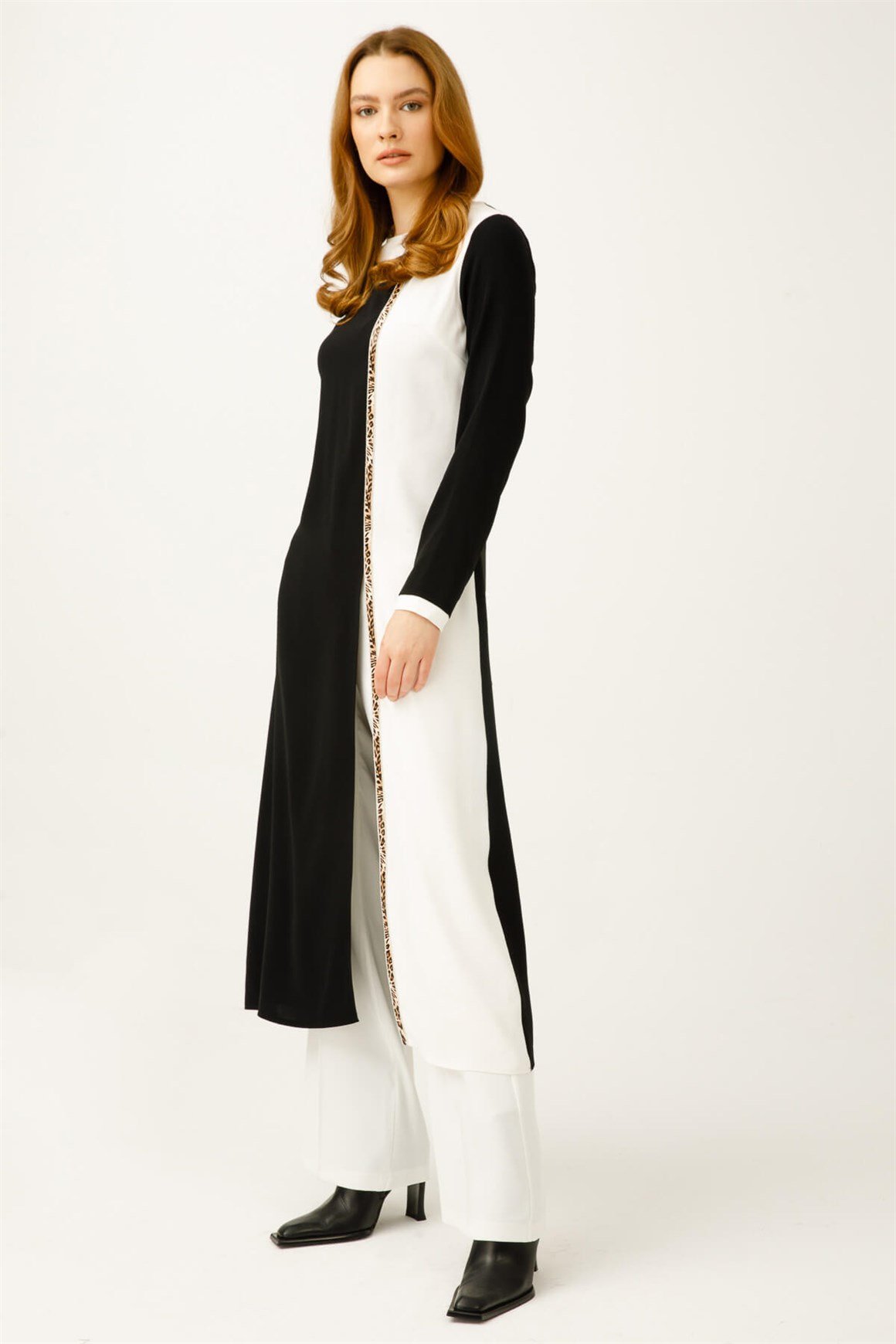 Stripe Leopard Accessory Trousers Set - Ecru