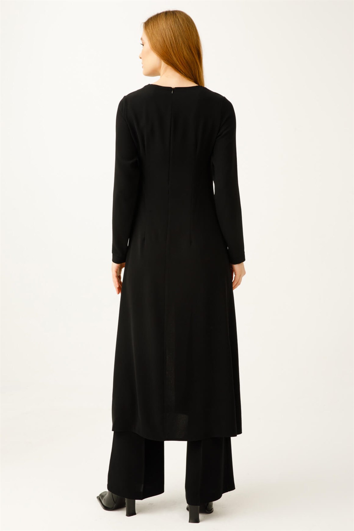 Şerit Leopar Aksesuarlı Pantolonlu Takım  Siyah