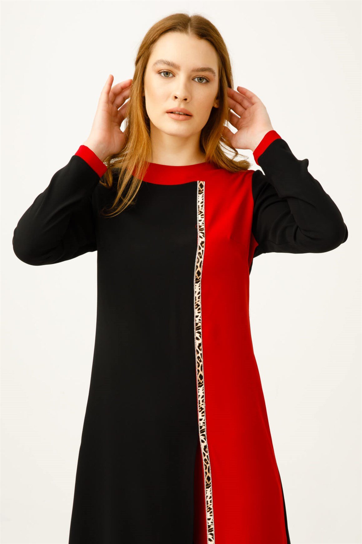 Stripe Leopard Accessory Trousers Set - Red