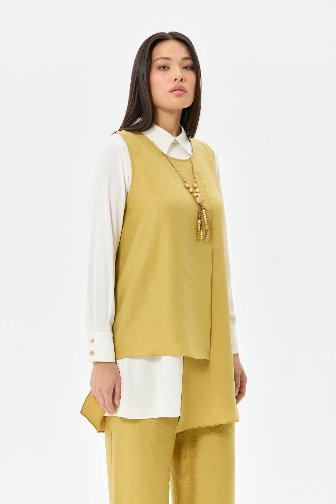 Tencel Kumaş Üçlü Takım Kolyeli  Asit