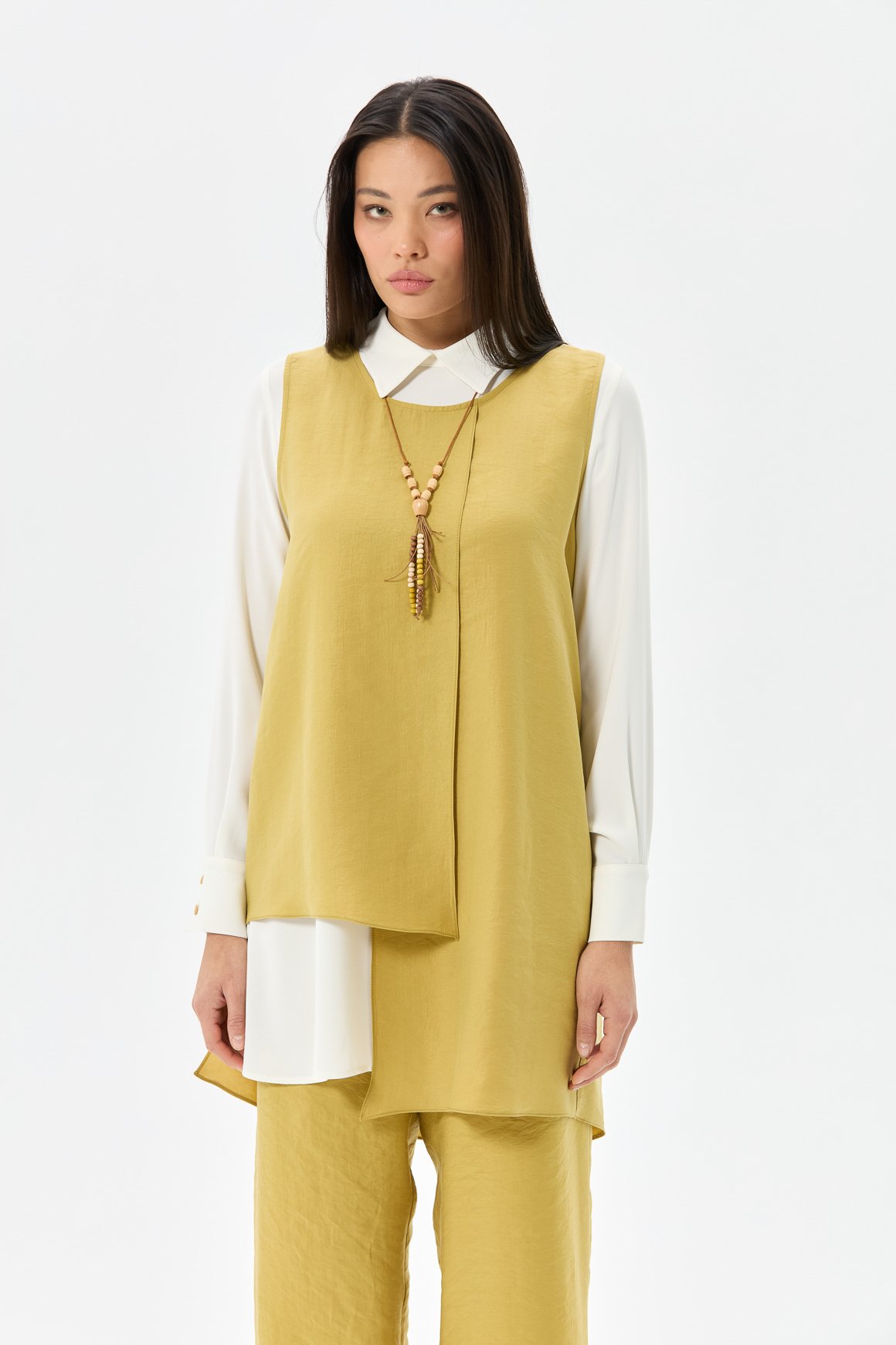 Tencel Kumaş Üçlü Takım Kolyeli  Asit