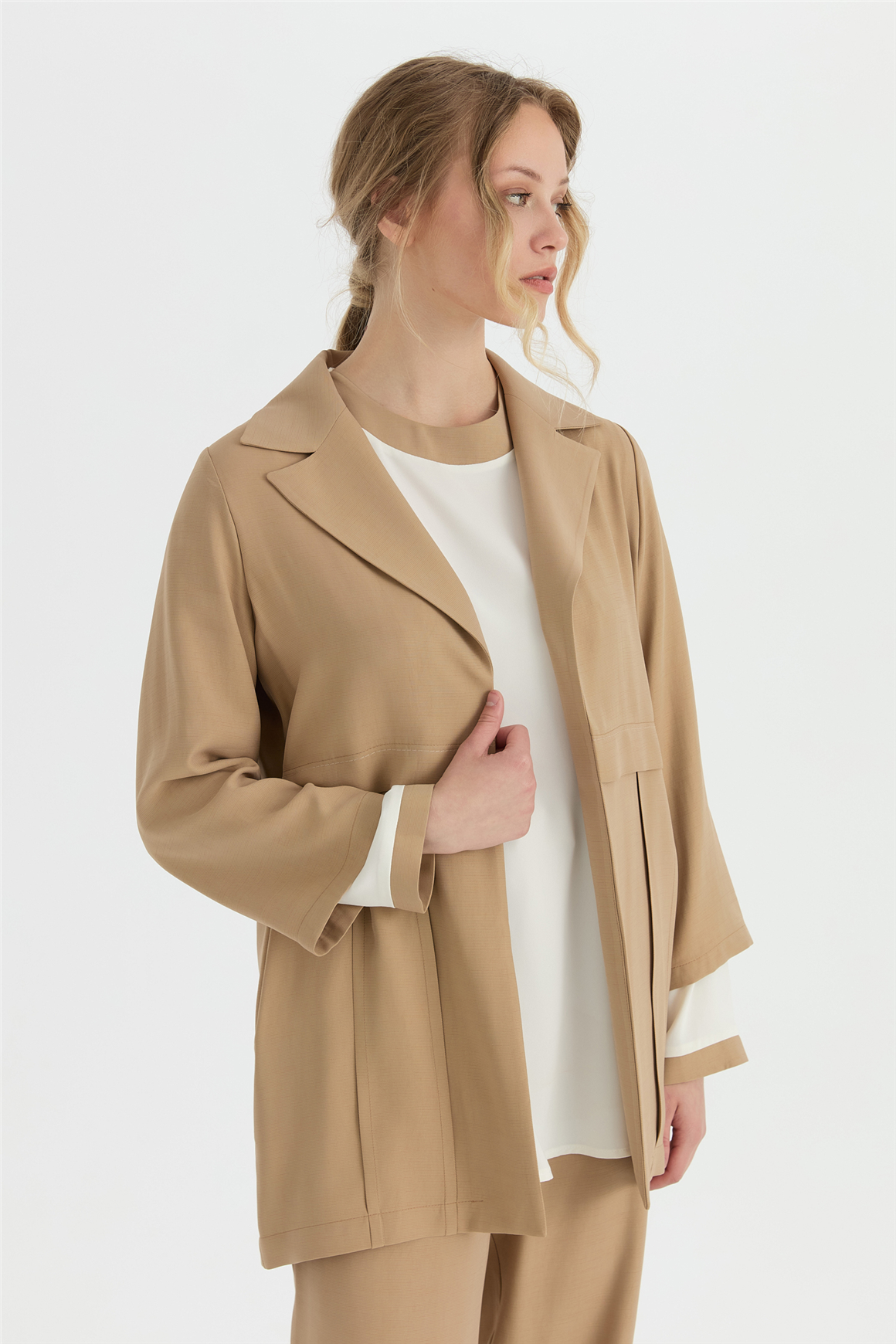Truvakar Kol Detaylı Üçlü Takım  Camel