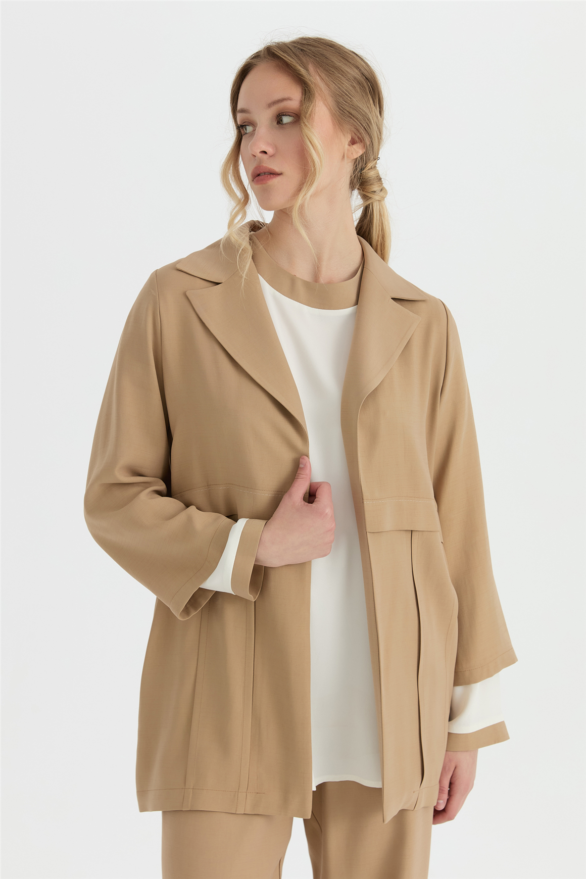 Truvakar Kol Detaylı Üçlü Takım  Camel