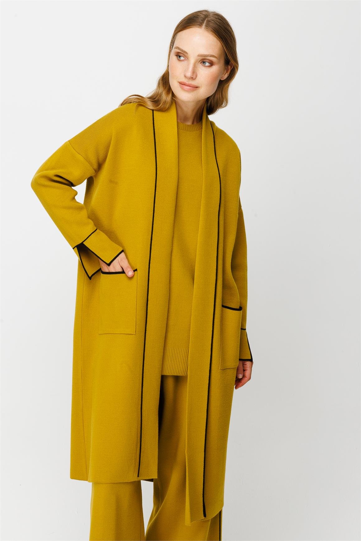 Üçlü Triko Pantolonlu Takım  Fıstık Yeşili