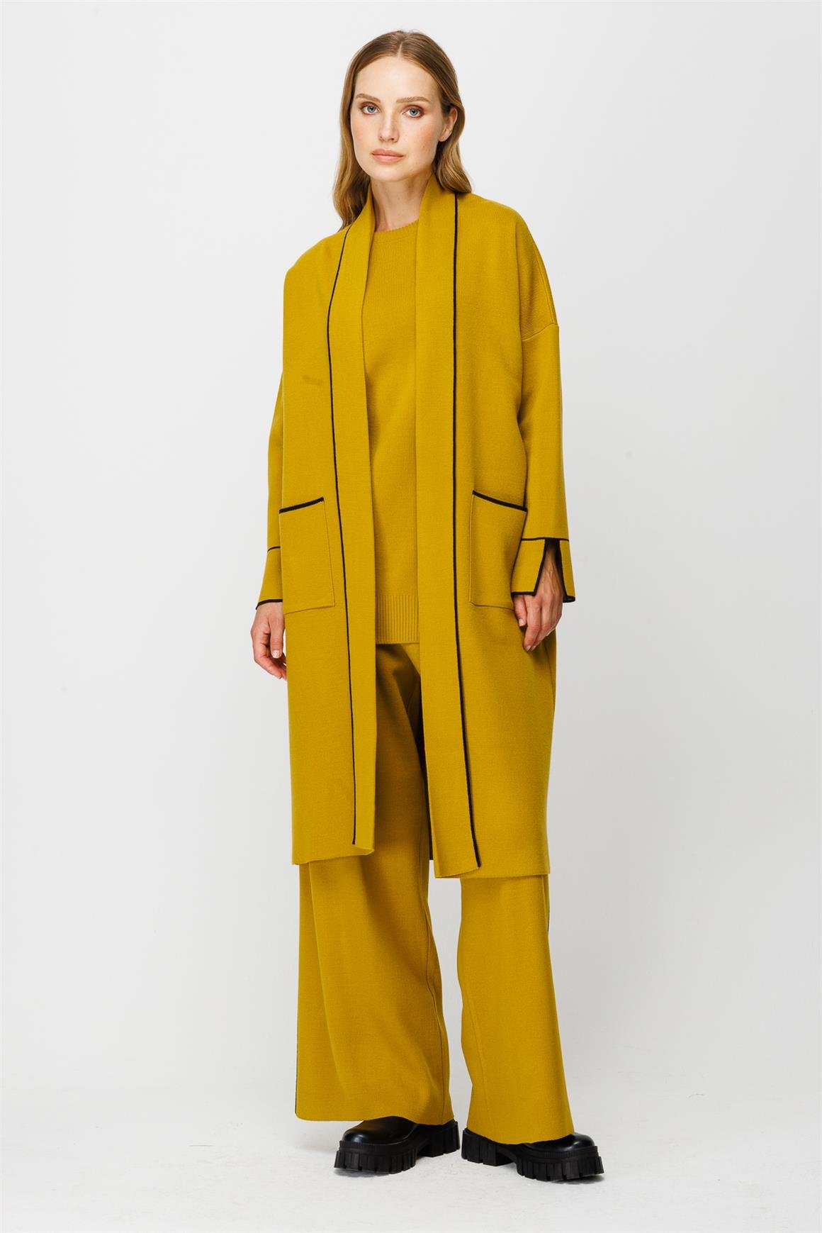 Üçlü Triko Pantolonlu Takım  Fıstık Yeşili