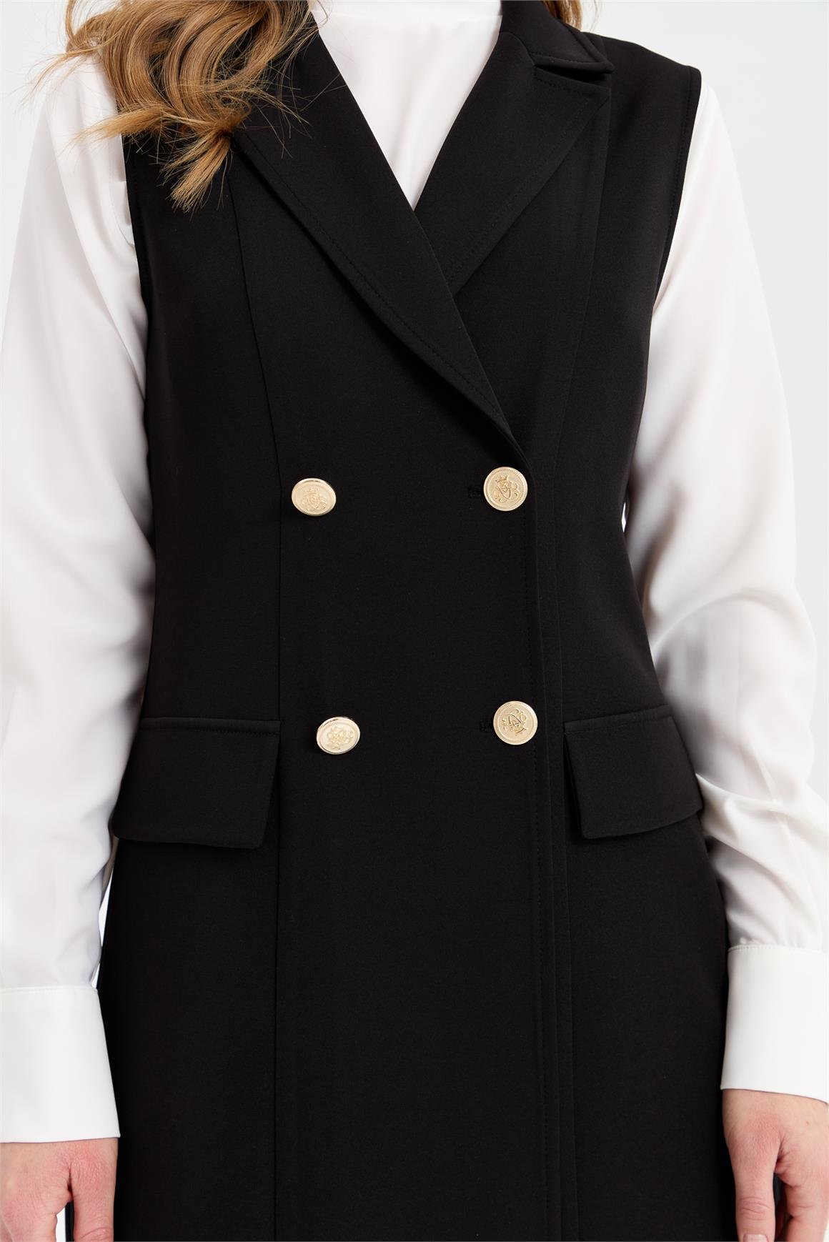 Uzun Yelekli Bluz Pantolon Takım  Siyah