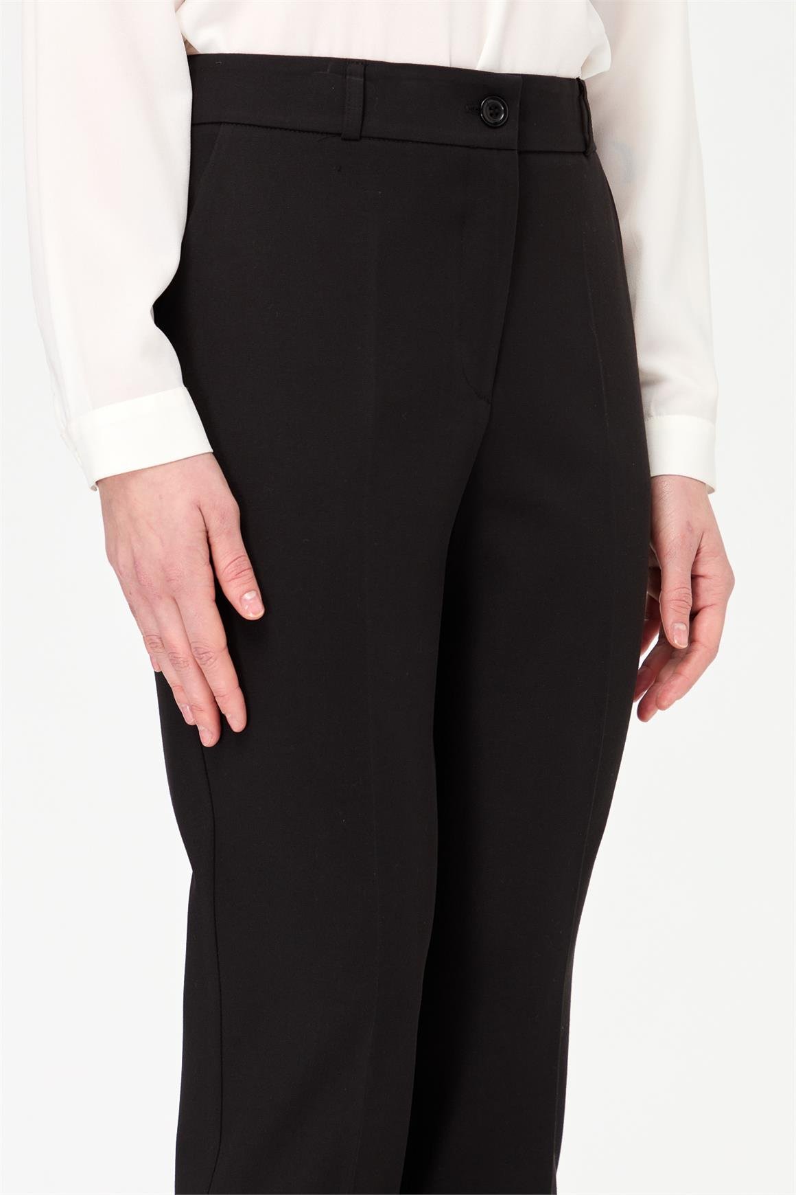 Yandan Cepli Boru Paça Pantolon  Siyah