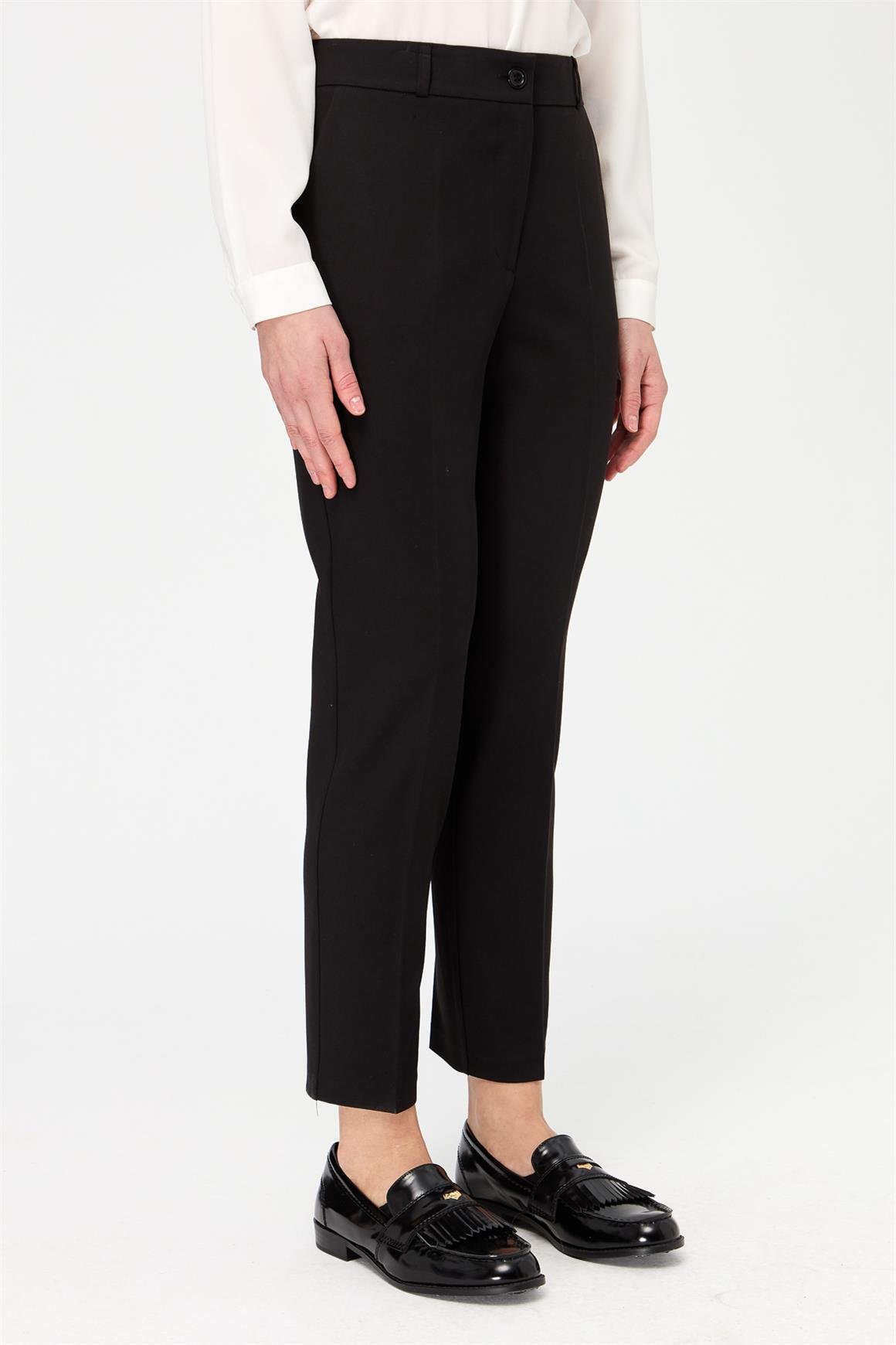 Yandan Cepli Boru Paça Pantolon  Siyah