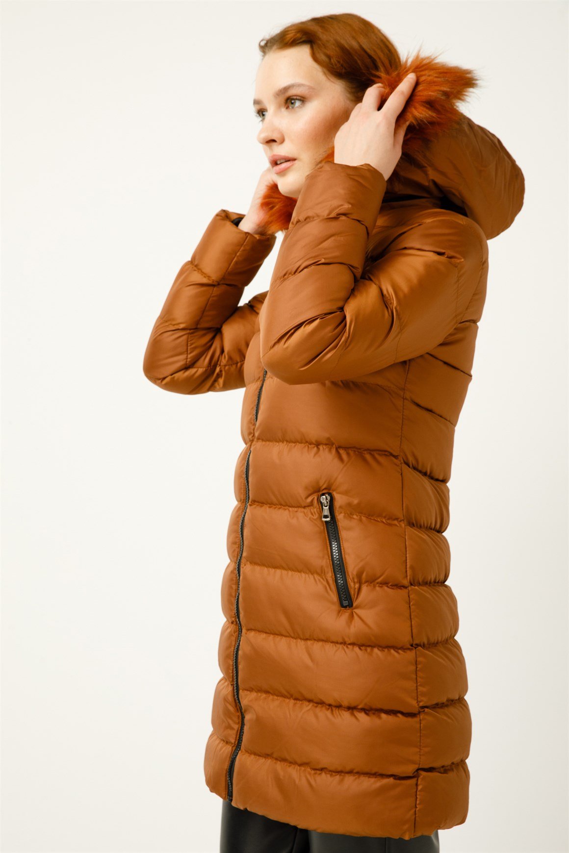 Ara Boy Kapişonlu Dolgu Kaban  Taba