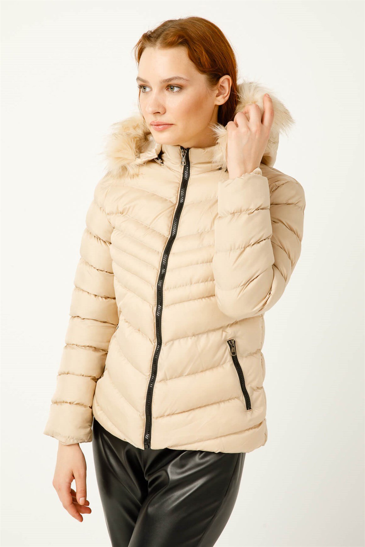 Kısa Boy Dolgu Mont  Bej