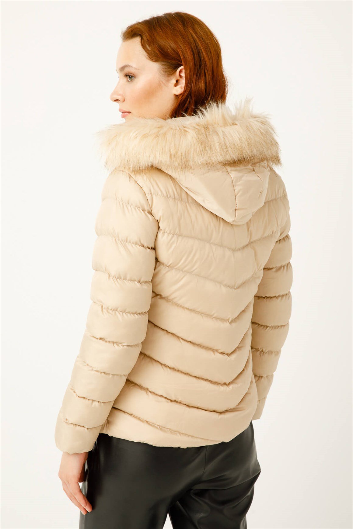 Kısa Boy Dolgu Mont  Bej