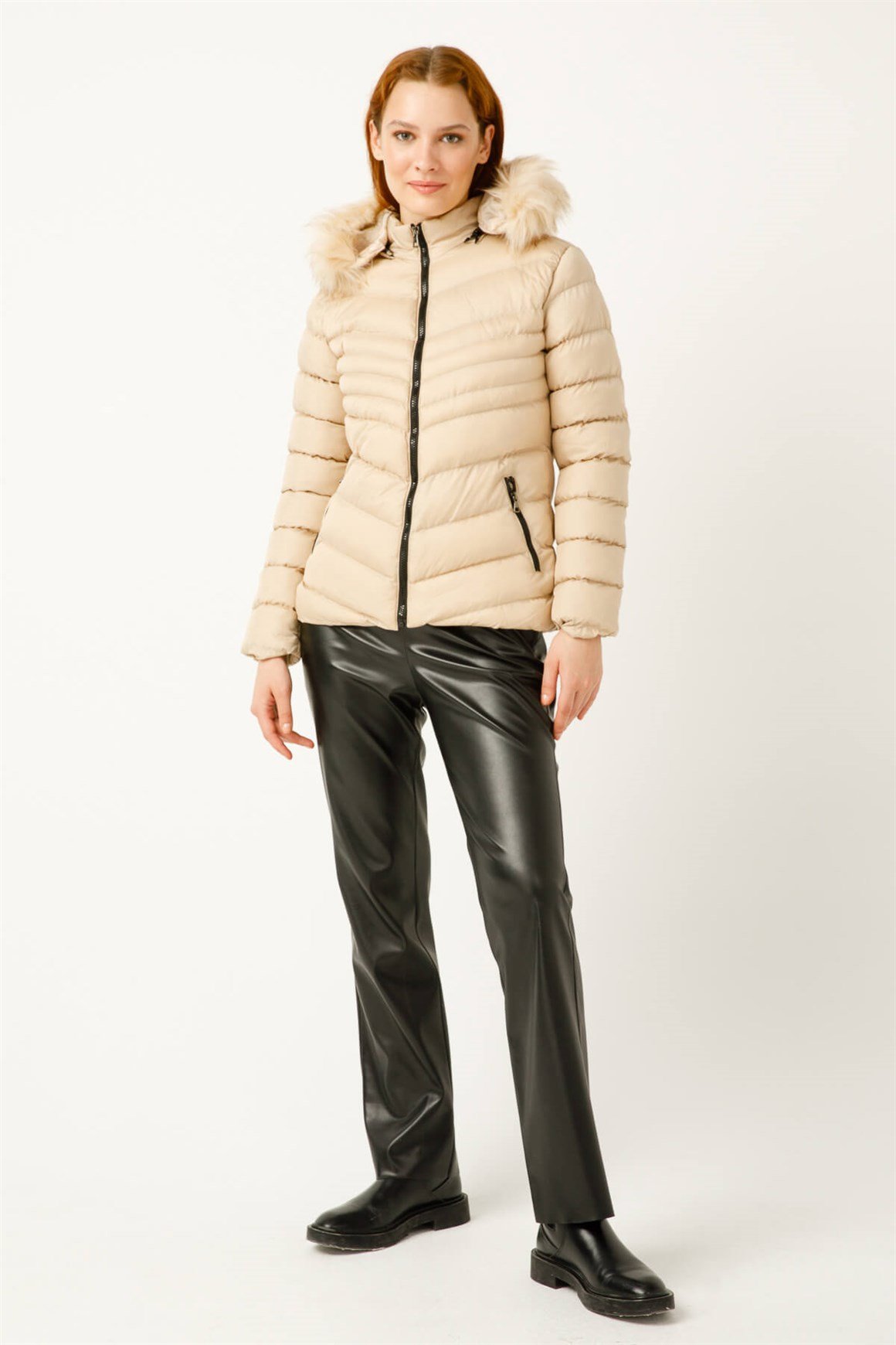 Kısa Boy Dolgu Mont  Bej