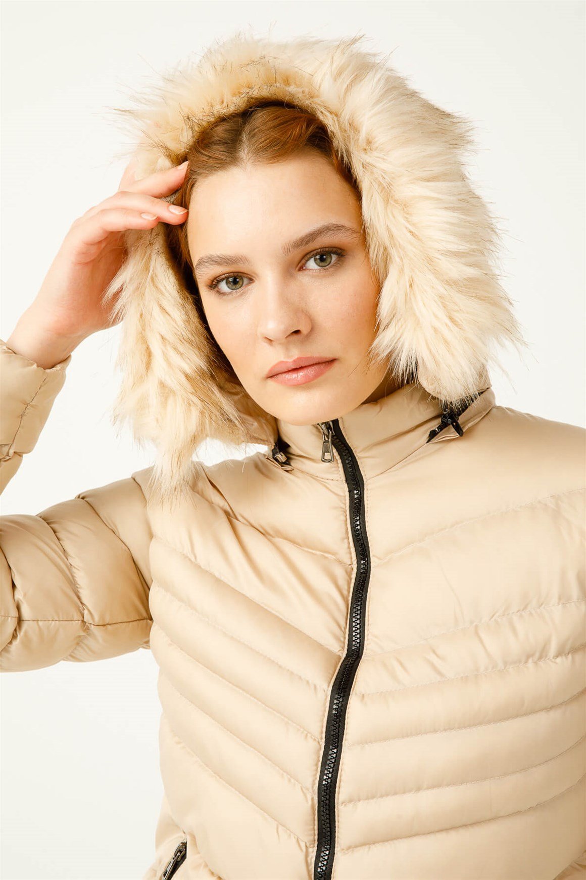 Kısa Boy Dolgu Mont  Bej