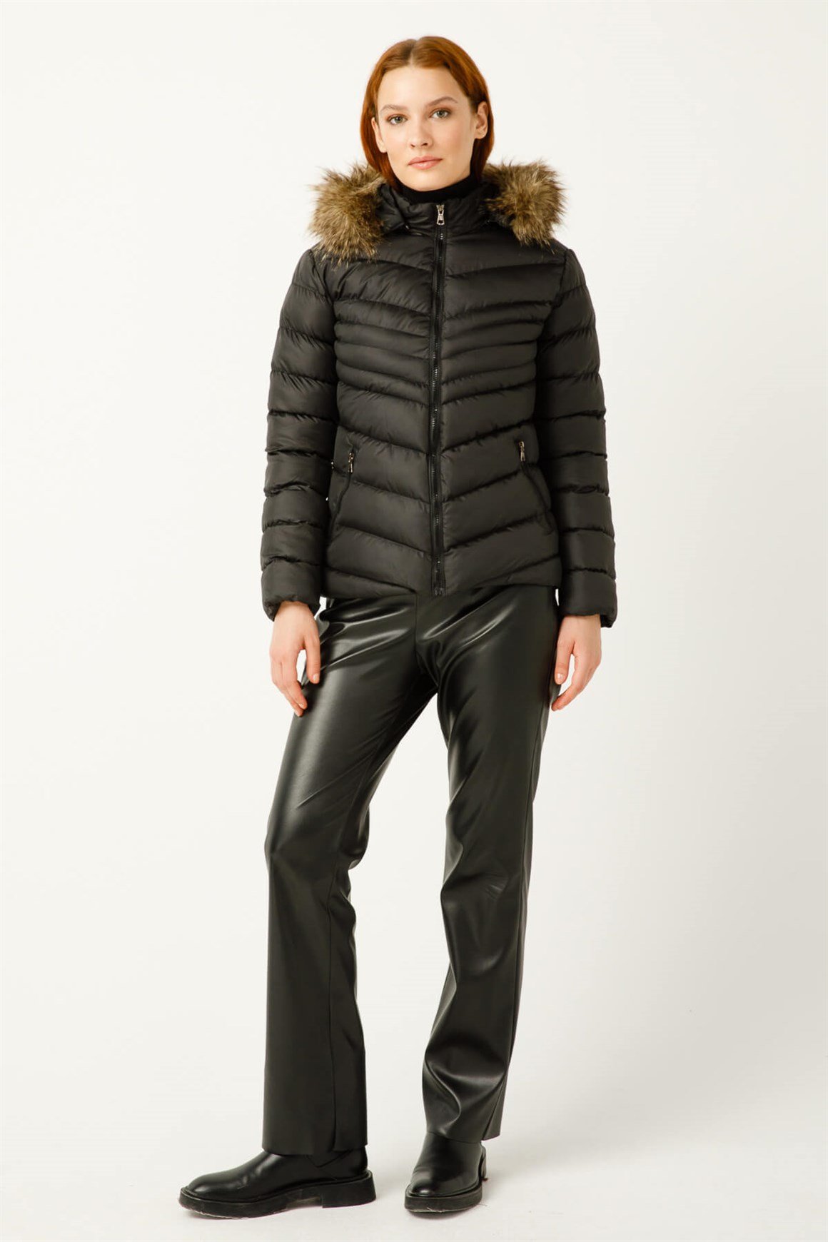 Kısa Boy Dolgu Mont  Siyah