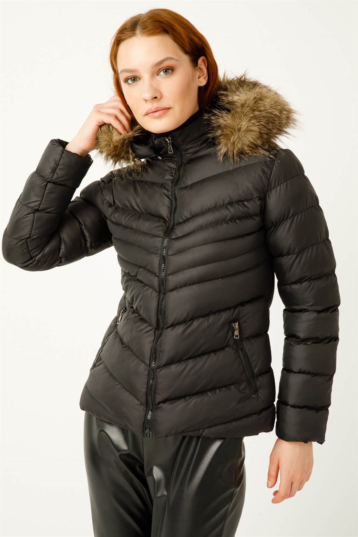 Kısa Boy Dolgu Mont  Siyah