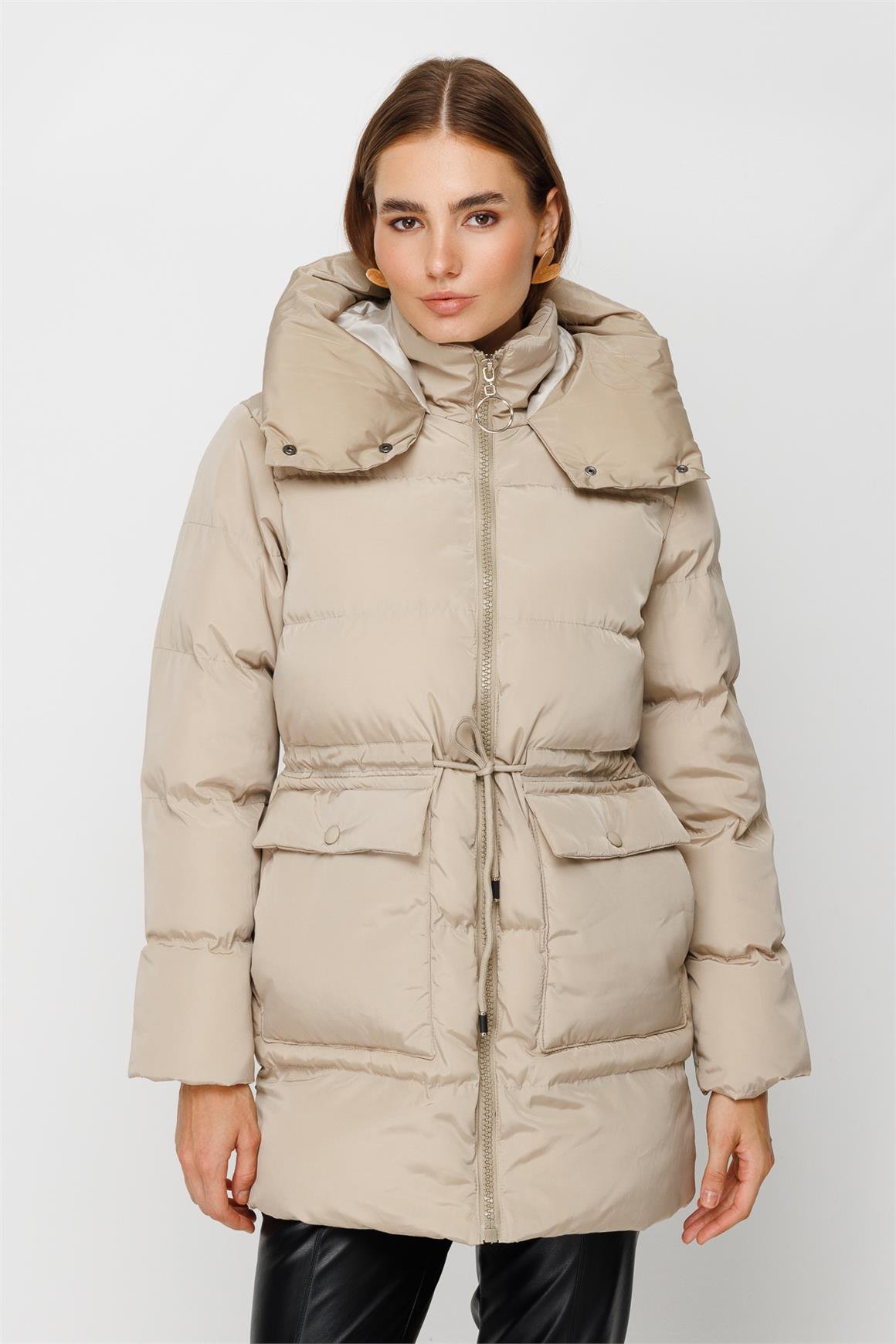 Kısa Şişme Mont  Bej