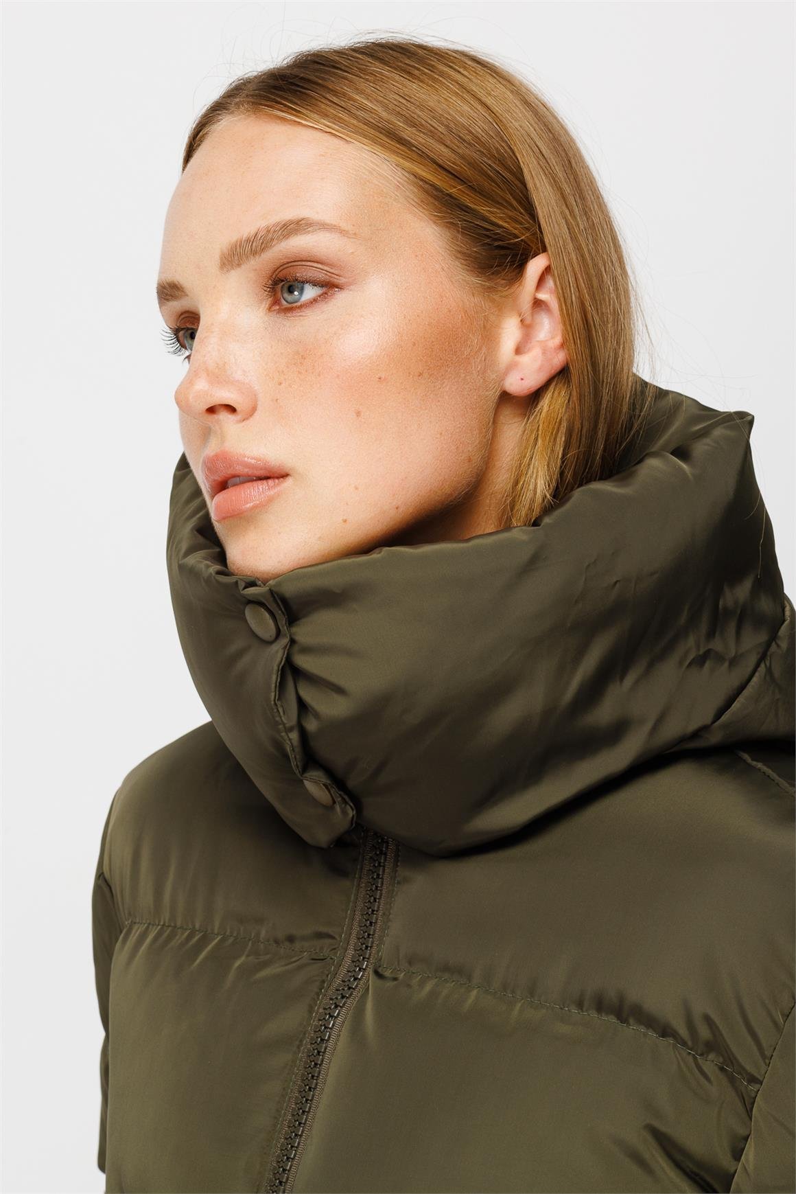 Kısa Şişme Mont  Haki