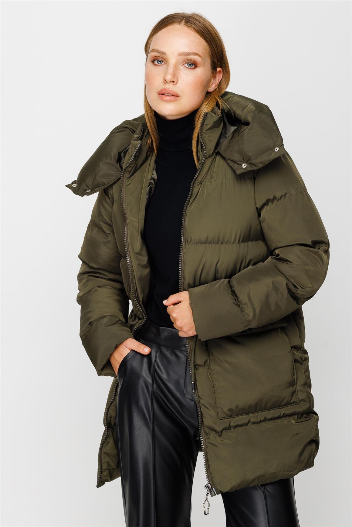 Kısa Şişme Mont  Haki