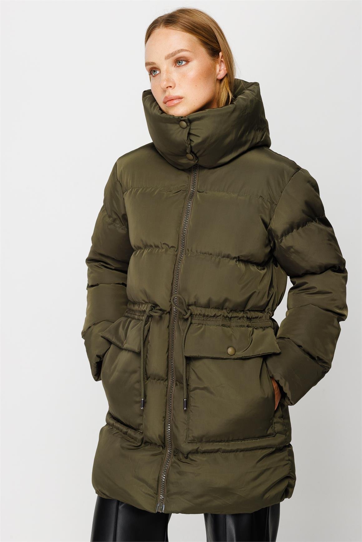 Kısa Şişme Mont  Haki