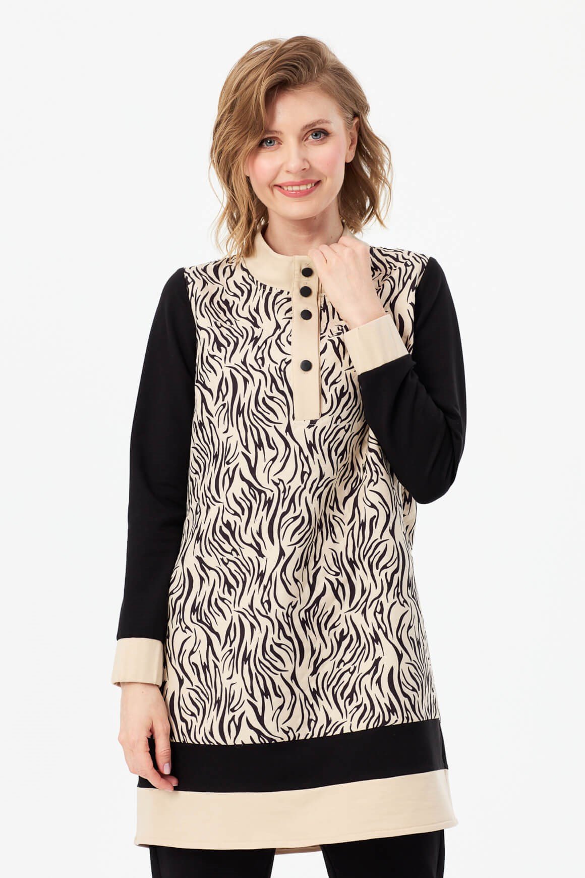 Tiger Desenli Sweatshirt  Bej