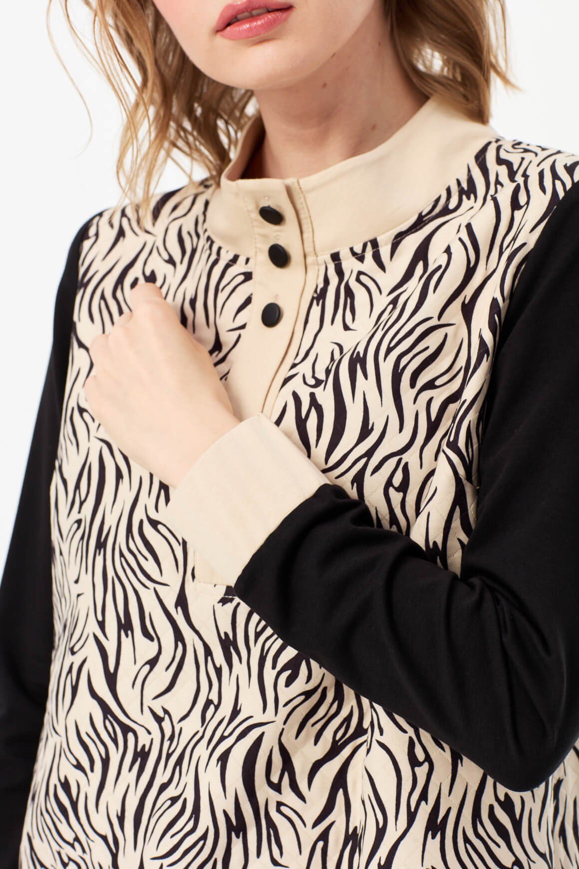 Tiger Desenli Sweatshirt  Bej