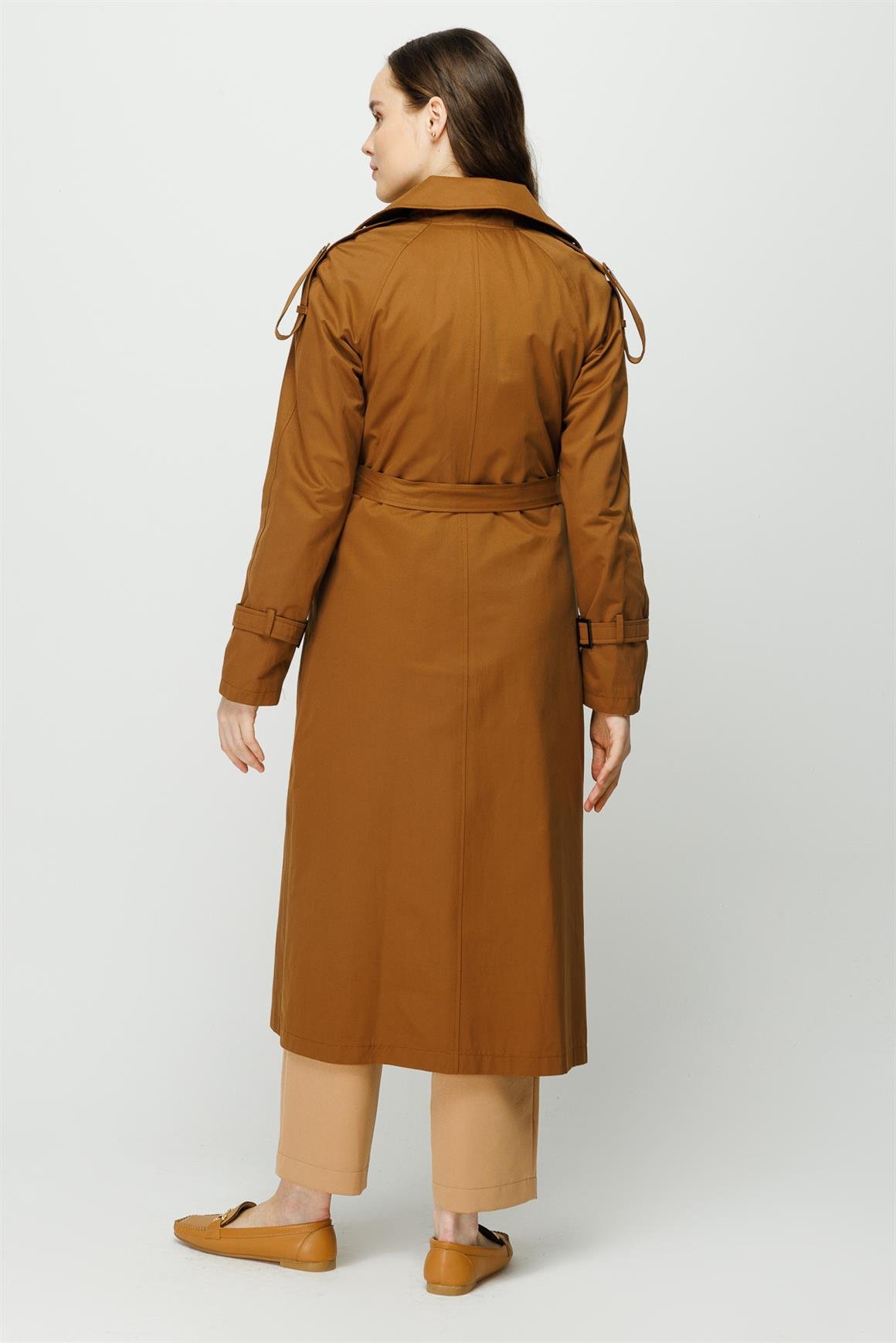 Apolet ve Aller Detaylı Trençkot  Taba