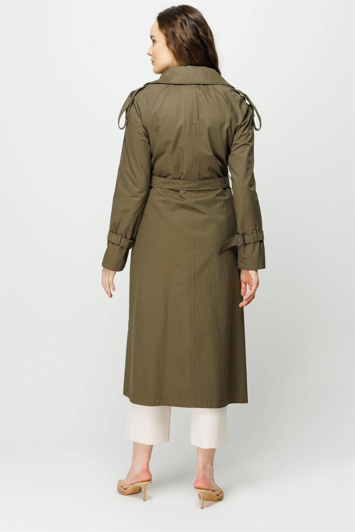 Apolet ve Aller Detaylı Trençkot  Haki