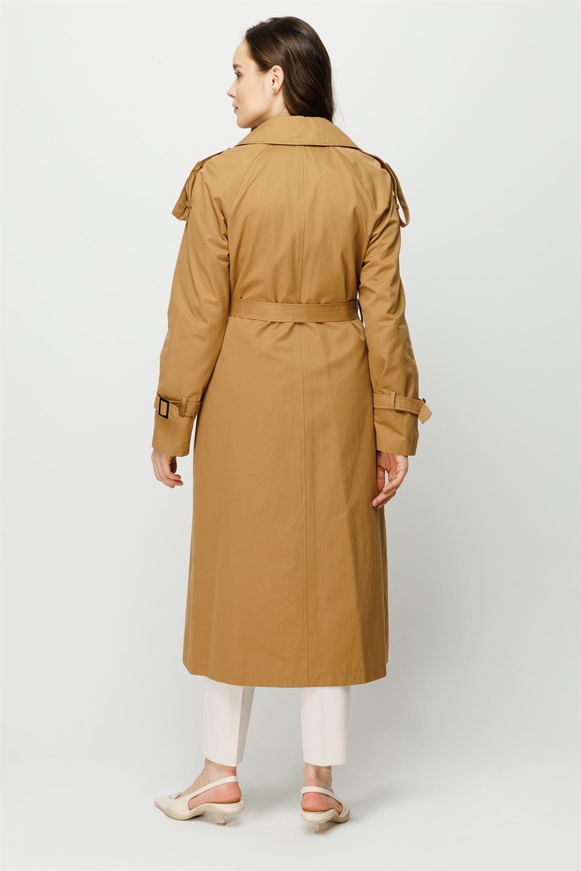 Apolet ve Aller Detaylı Trençkot  Camel