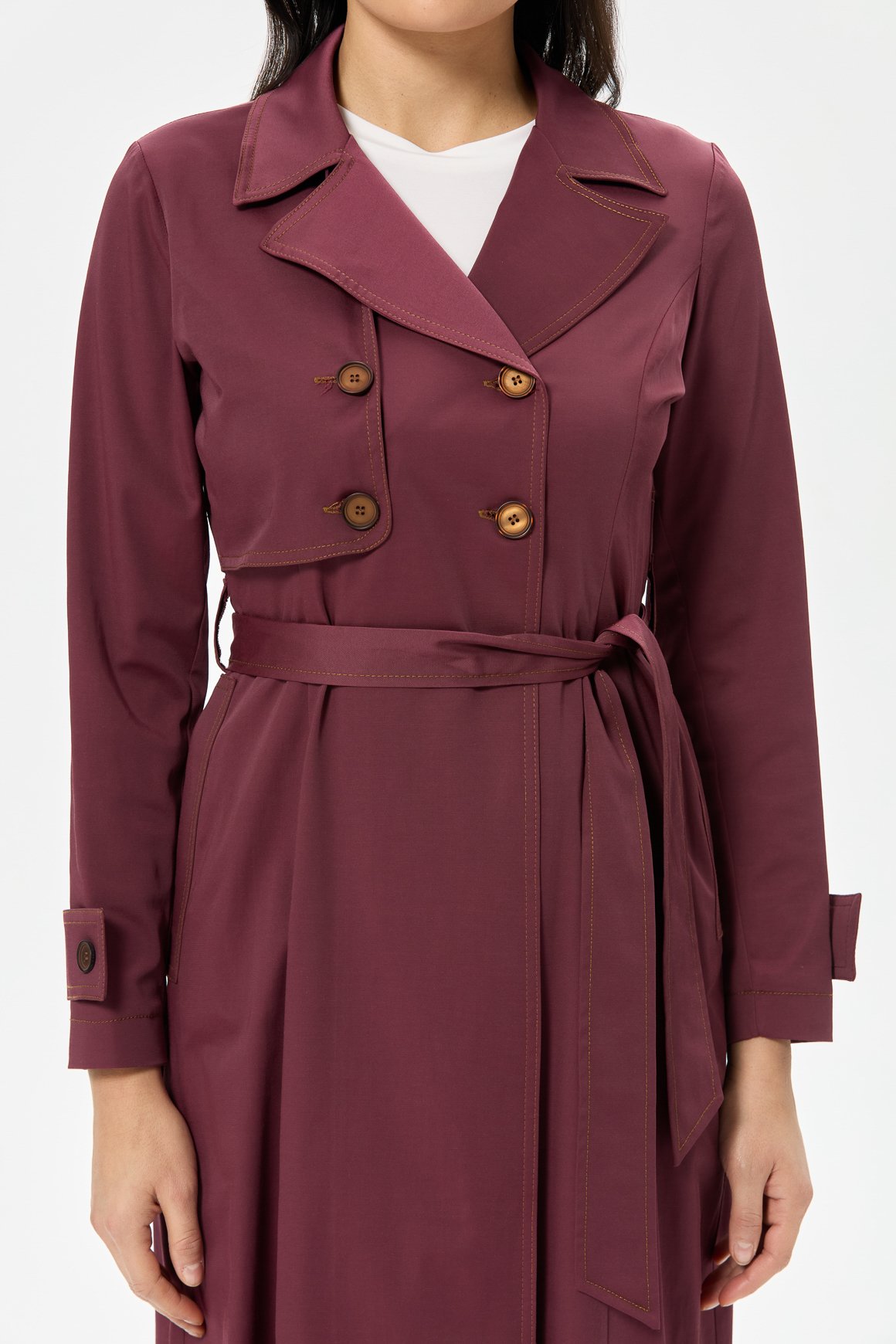 Dikiş Detaylı Trenc  Bordo