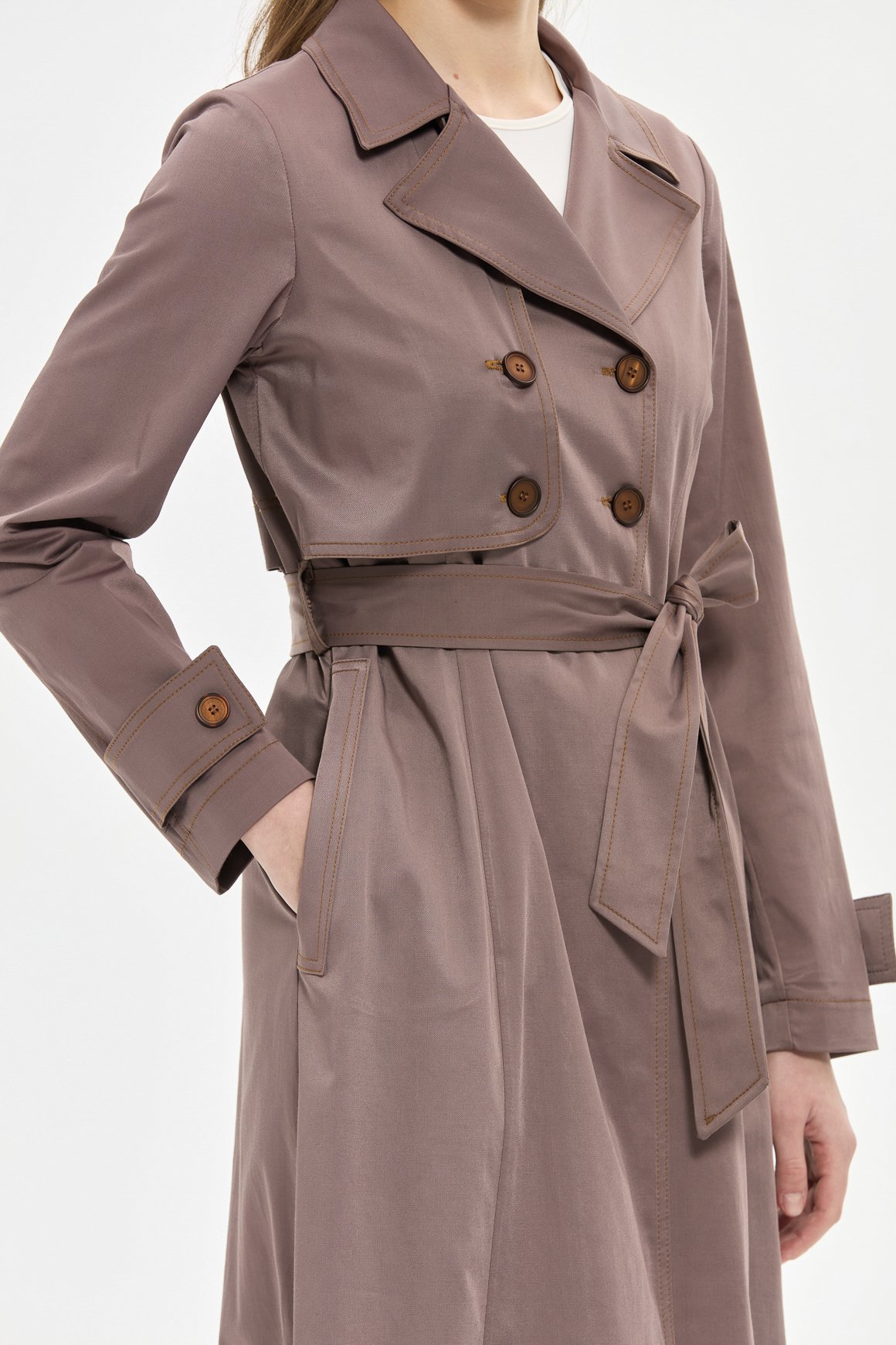 Dikiş Detaylı Trenc  Kahve