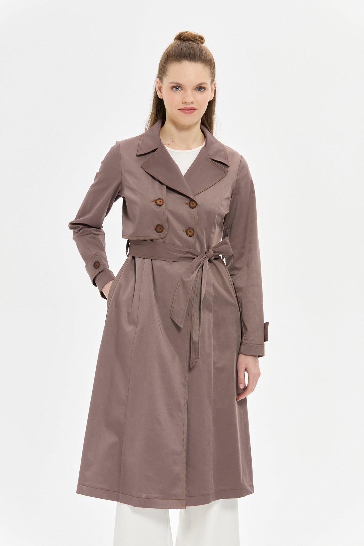 Dikiş Detaylı Trenc  Kahve