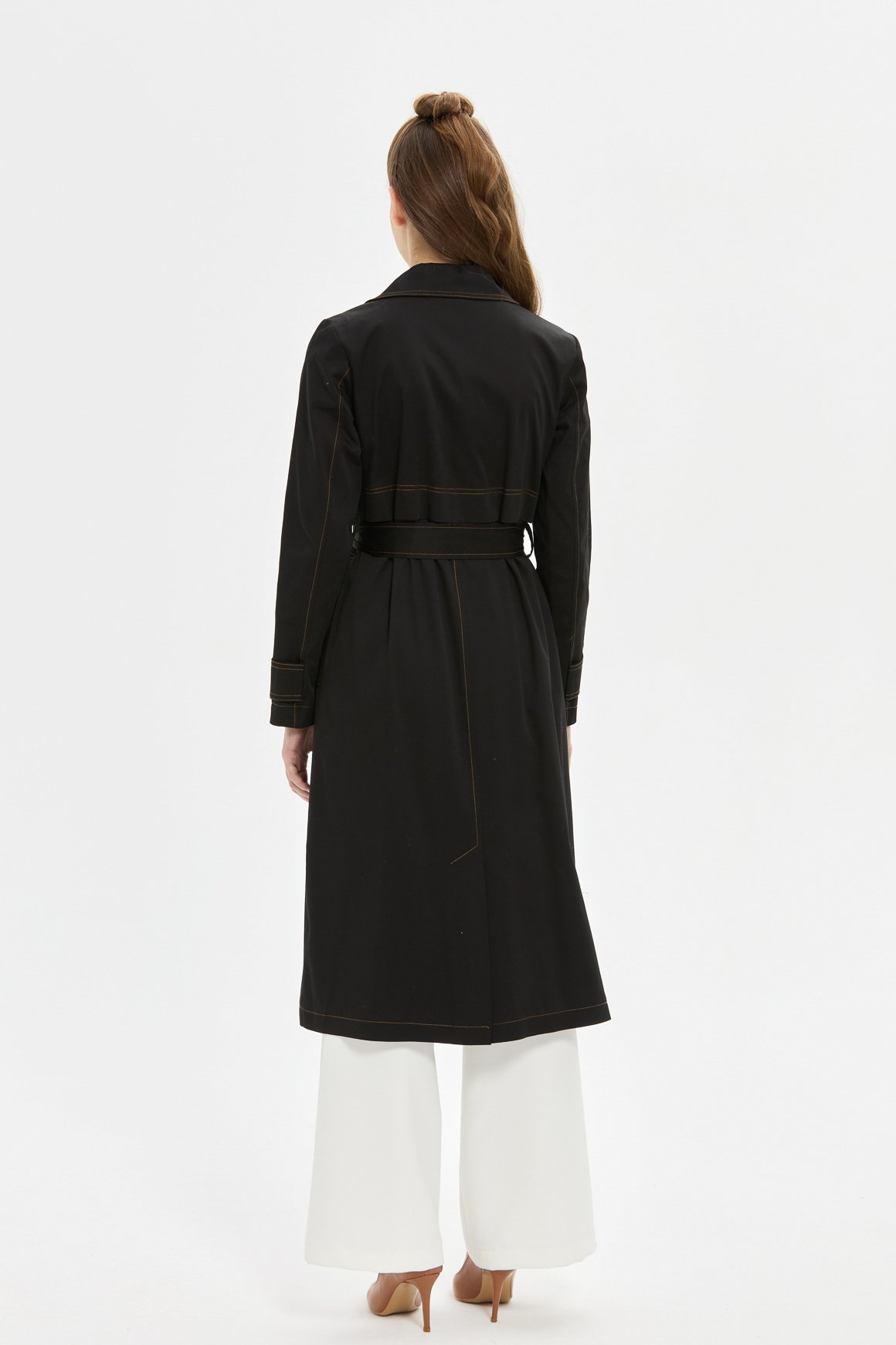 Dikiş Detaylı Trenc  Siyah