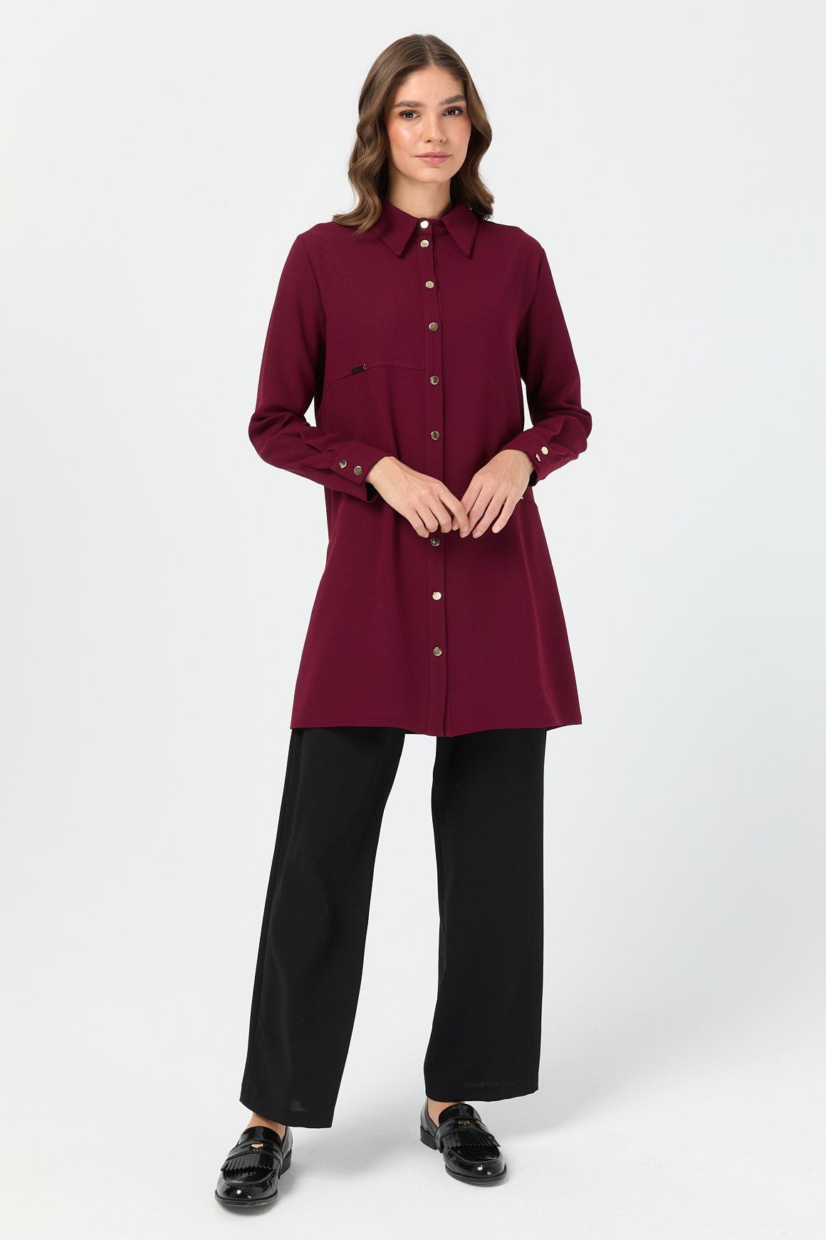 Aksesuar Detaylı Tunik  Bordo
