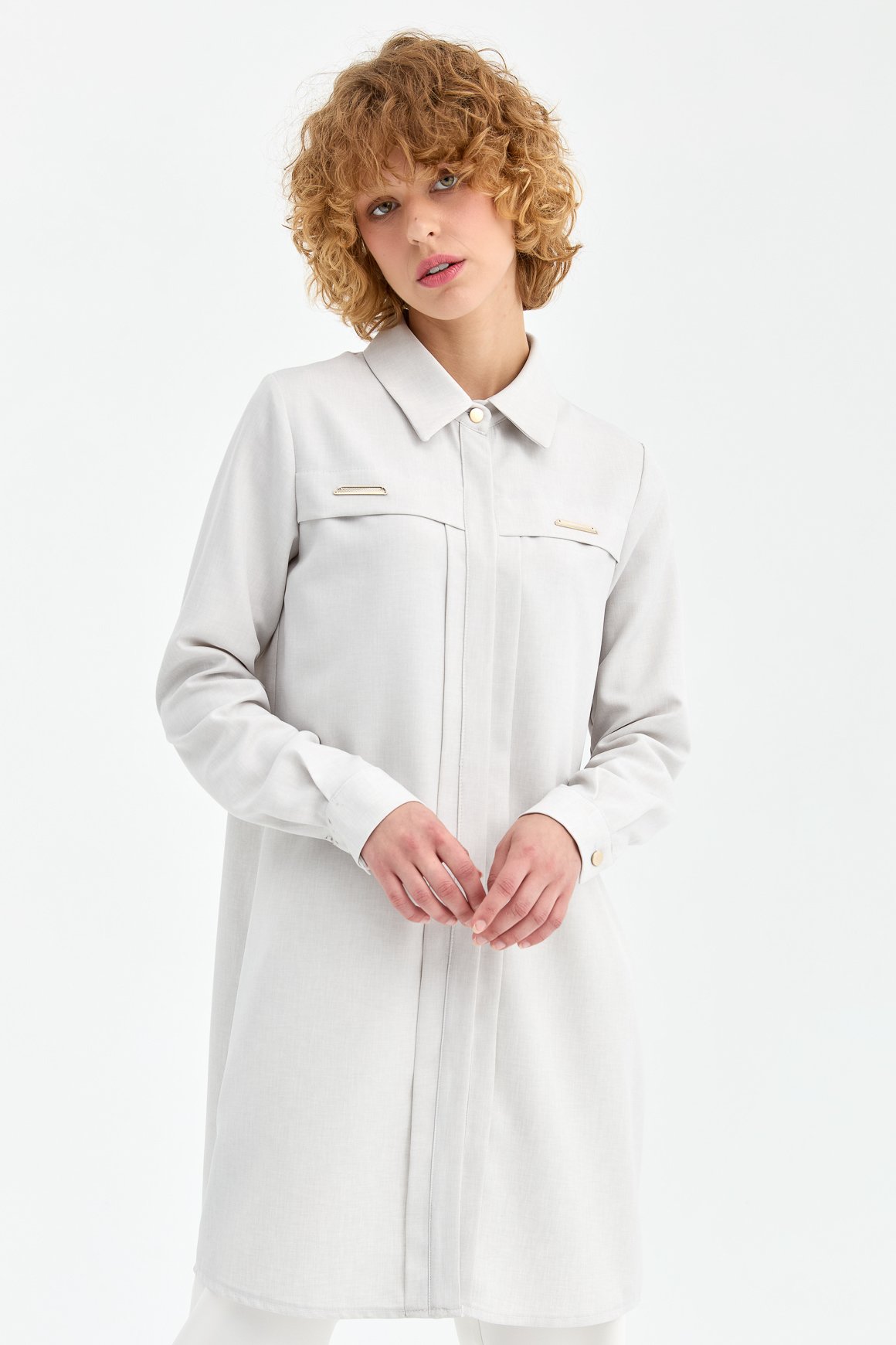 Aksesuar Detaylı Tunik  Gri