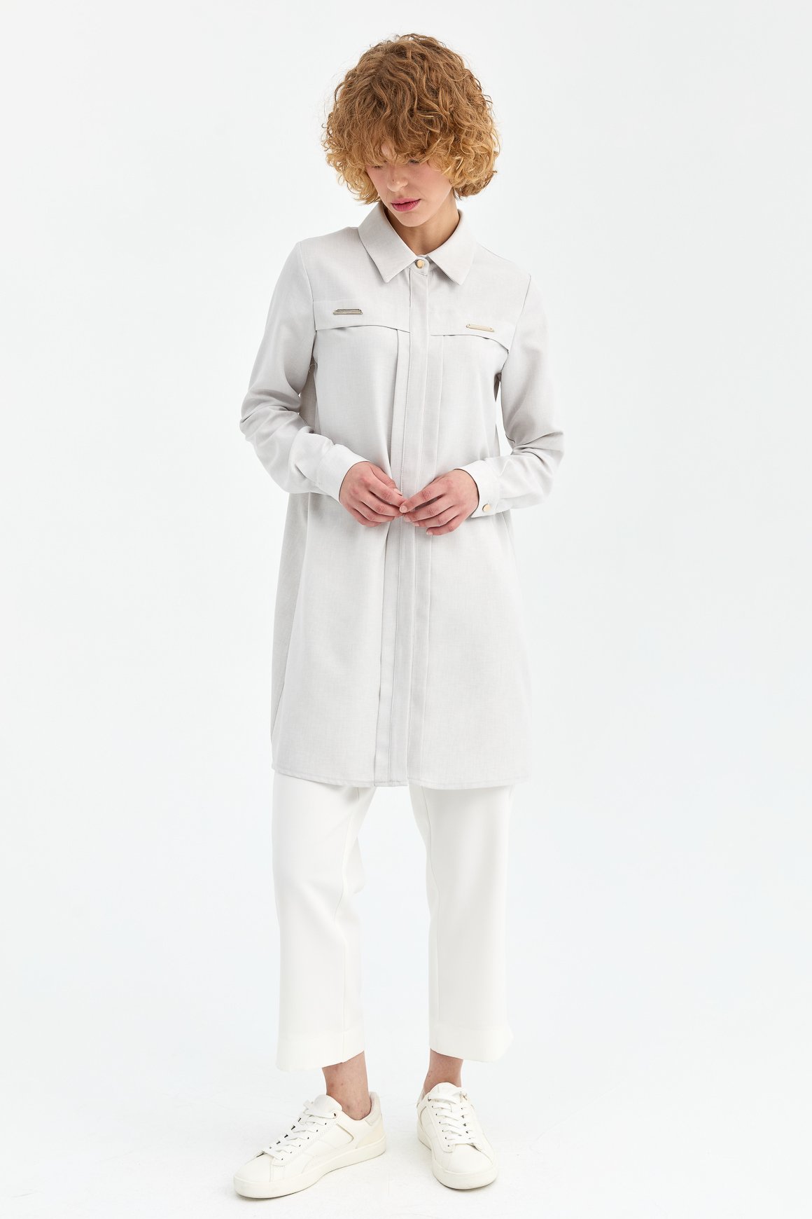 Aksesuar Detaylı Tunik  Gri