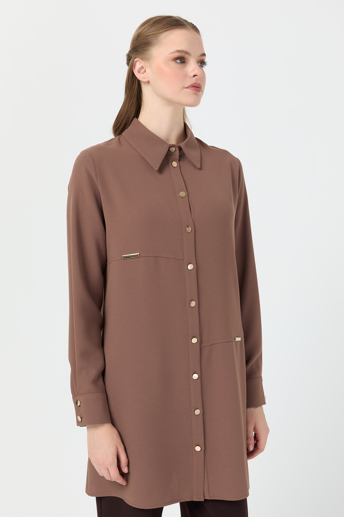 Aksesuar Detaylı Tunik  Taba