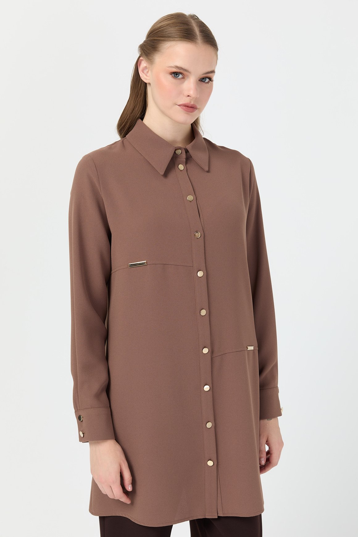 Aksesuar Detaylı Tunik  Taba