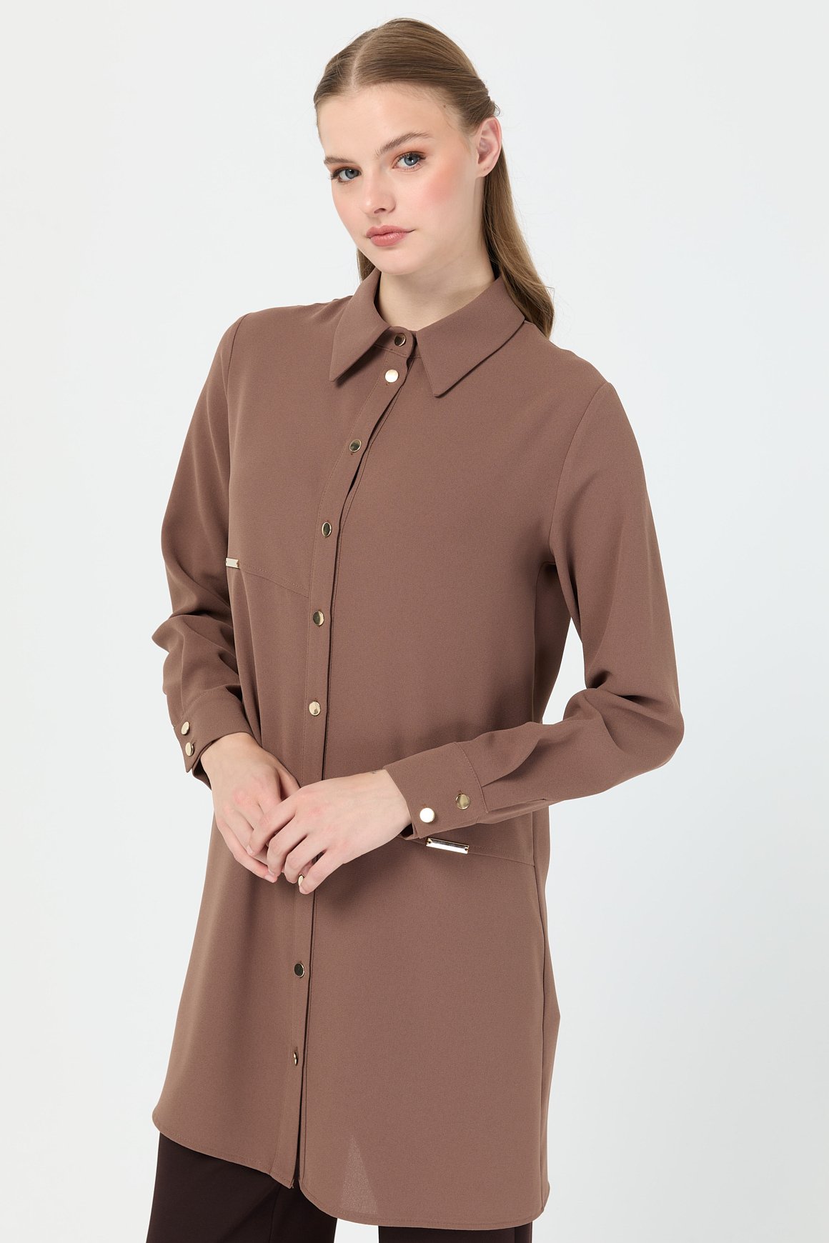 Aksesuar Detaylı Tunik  Taba