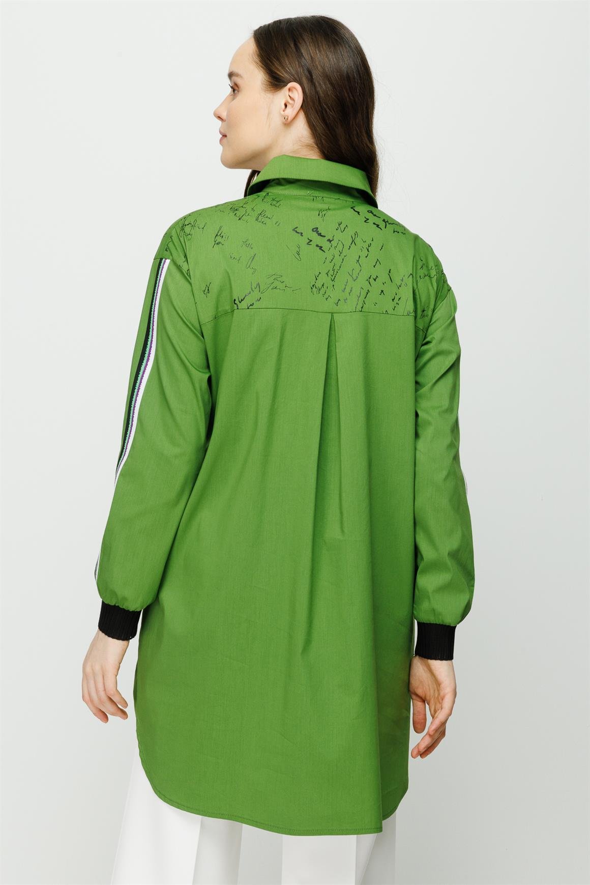 Print and Aller Detailed Cotton Tunic - Green