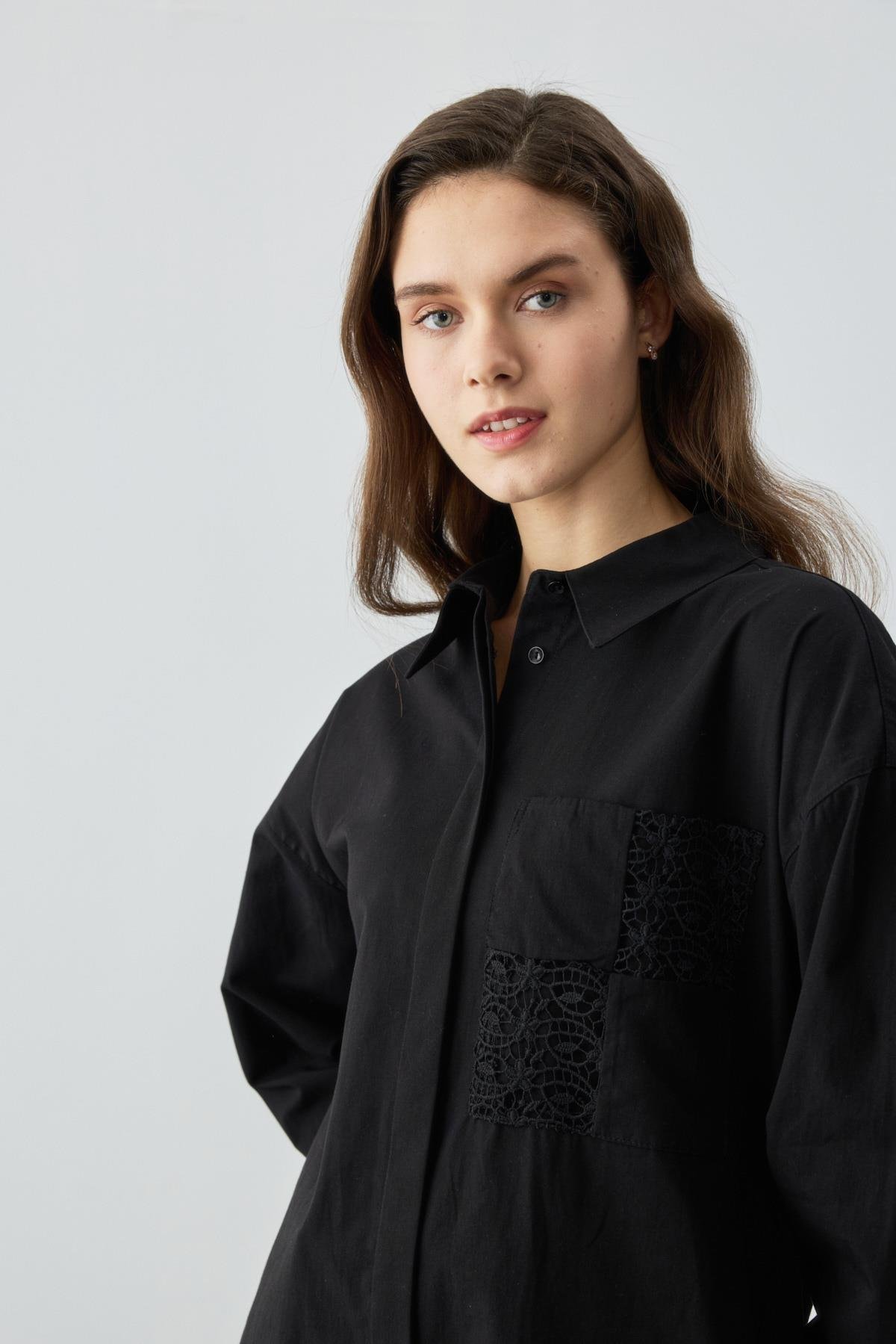 Cebi Dantelli Tunik  Siyah