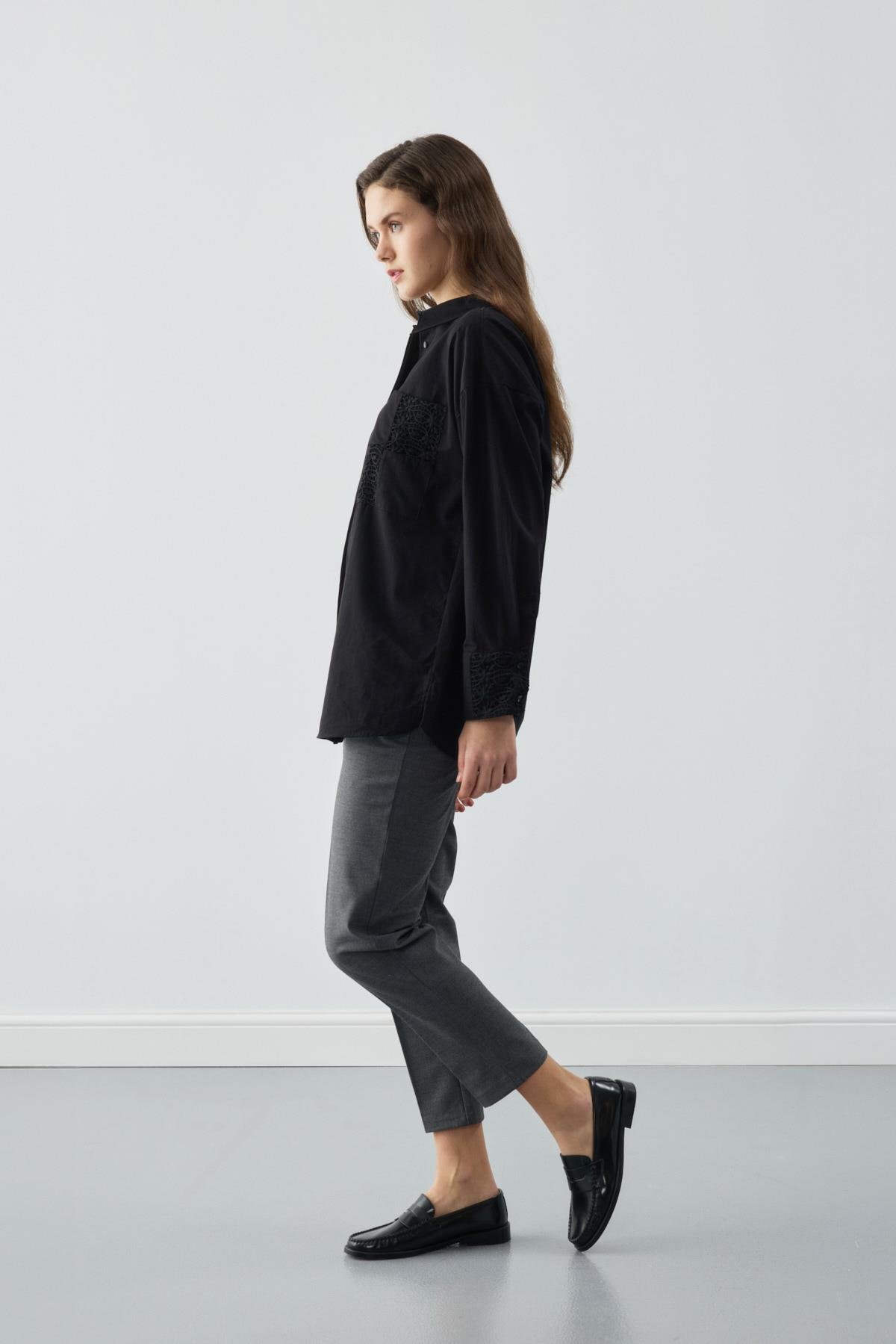 Cebi Dantelli Tunik  Siyah