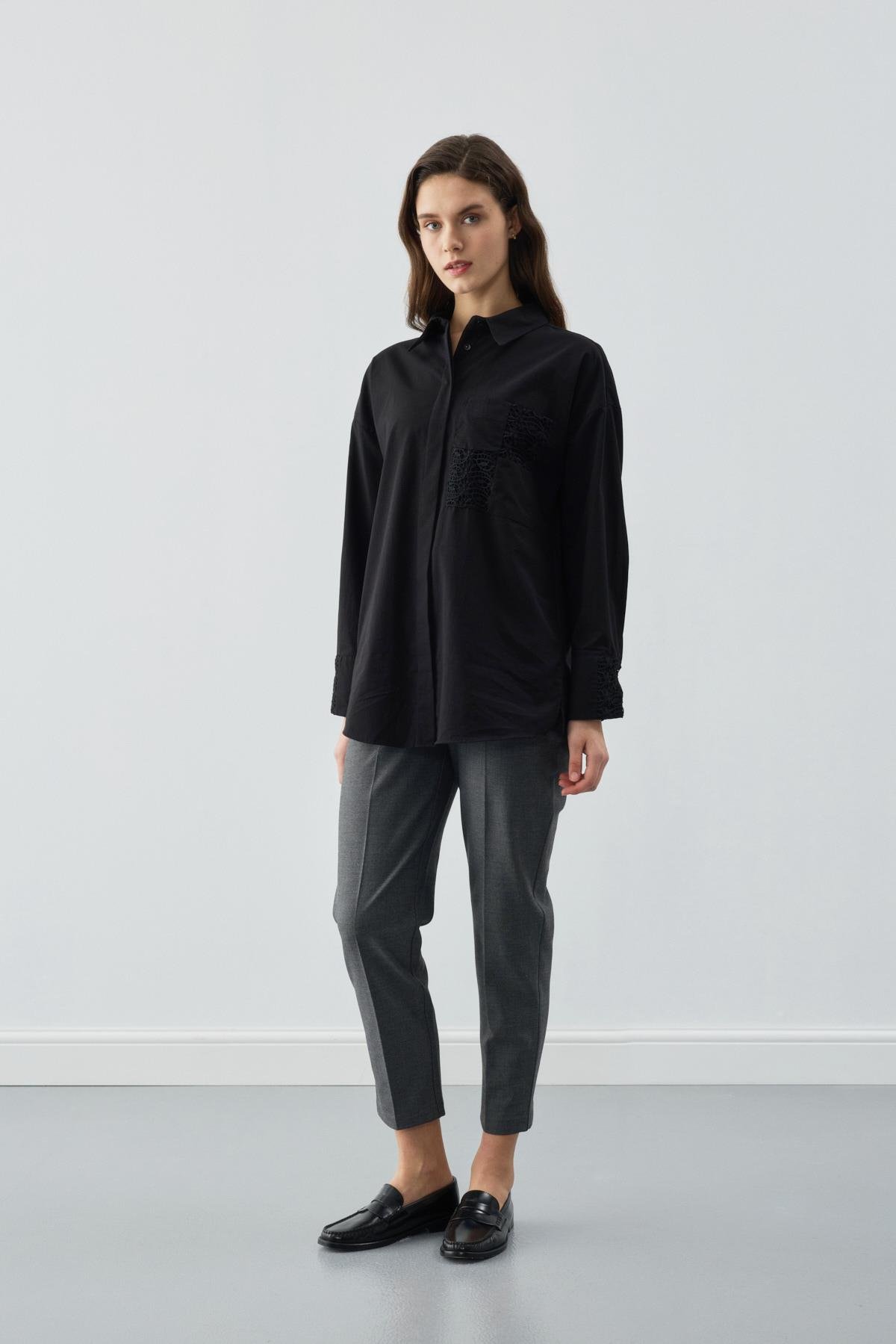 Cebi Dantelli Tunik  Siyah
