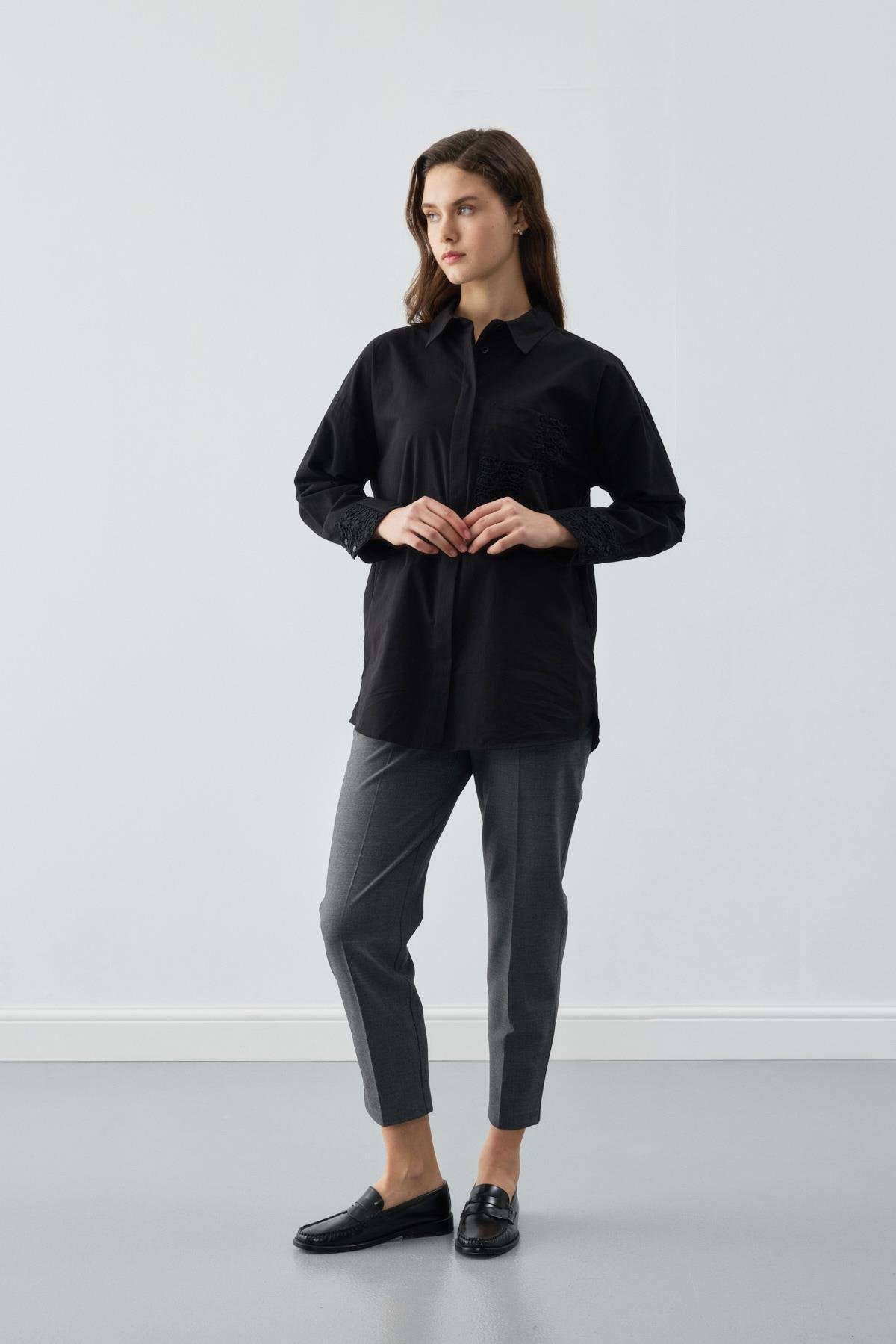 Cebi Dantelli Tunik  Siyah