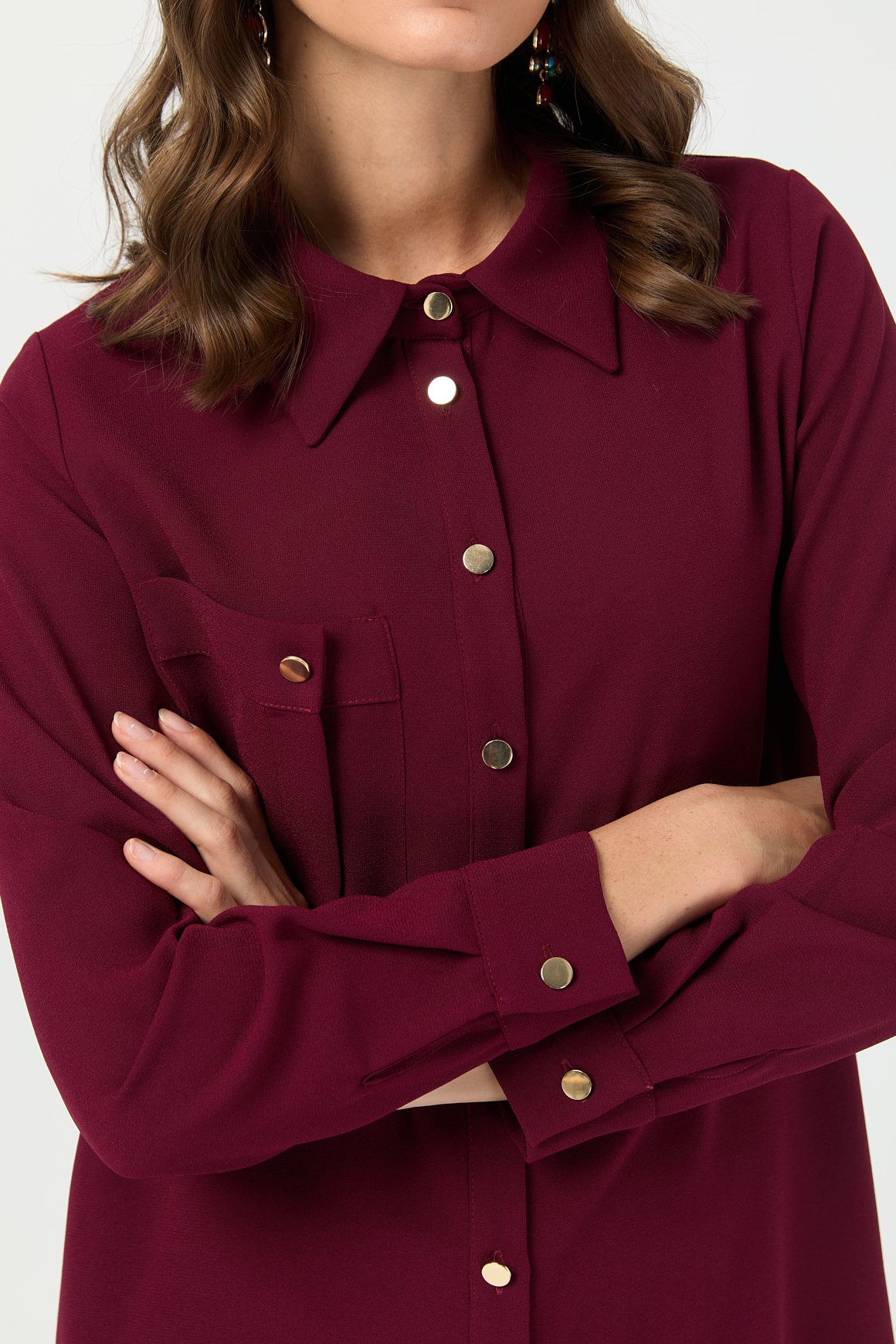 Cep Detaylı Tunik  Bordo