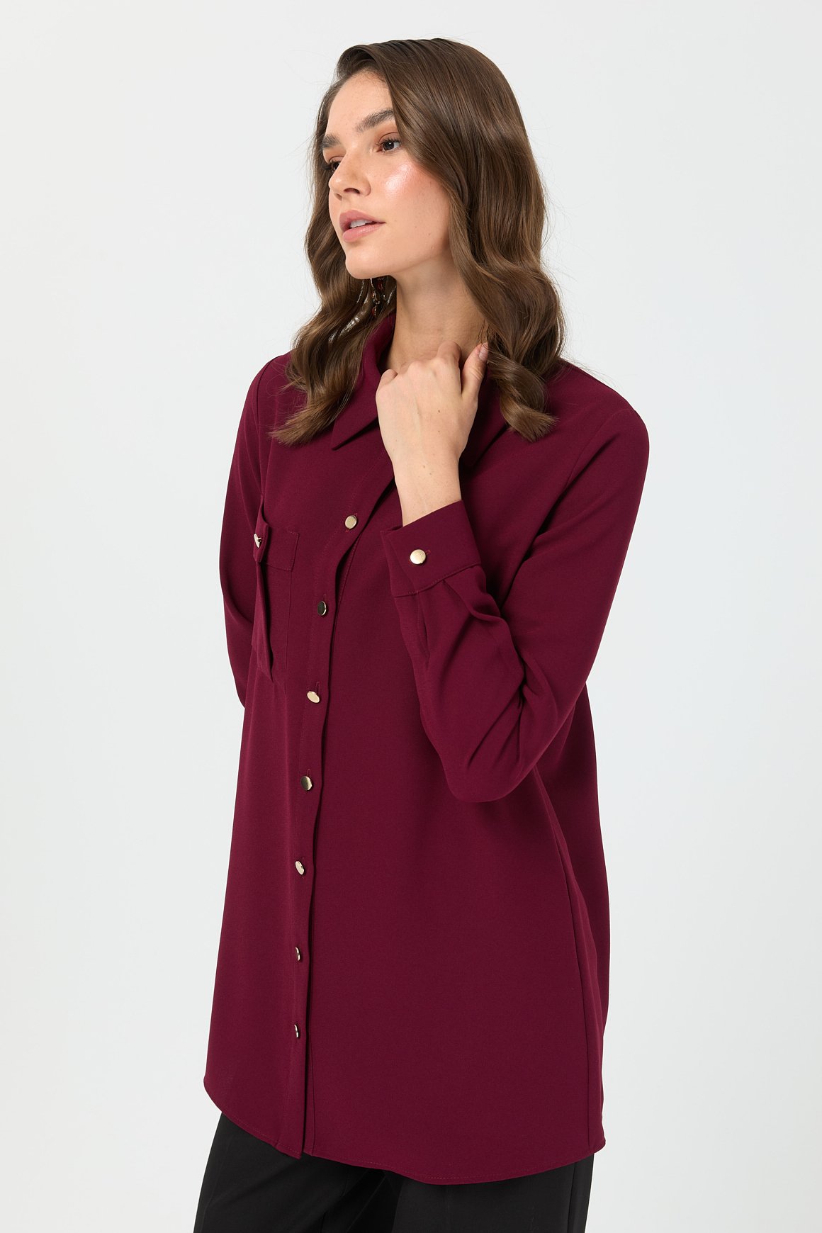 Cep Detaylı Tunik  Bordo