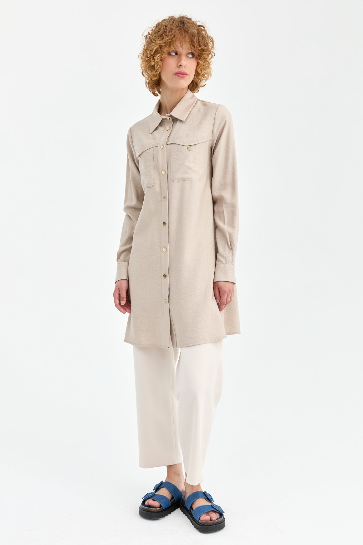 Cep ve Aksesuar Detaylı Tunik  Taş
