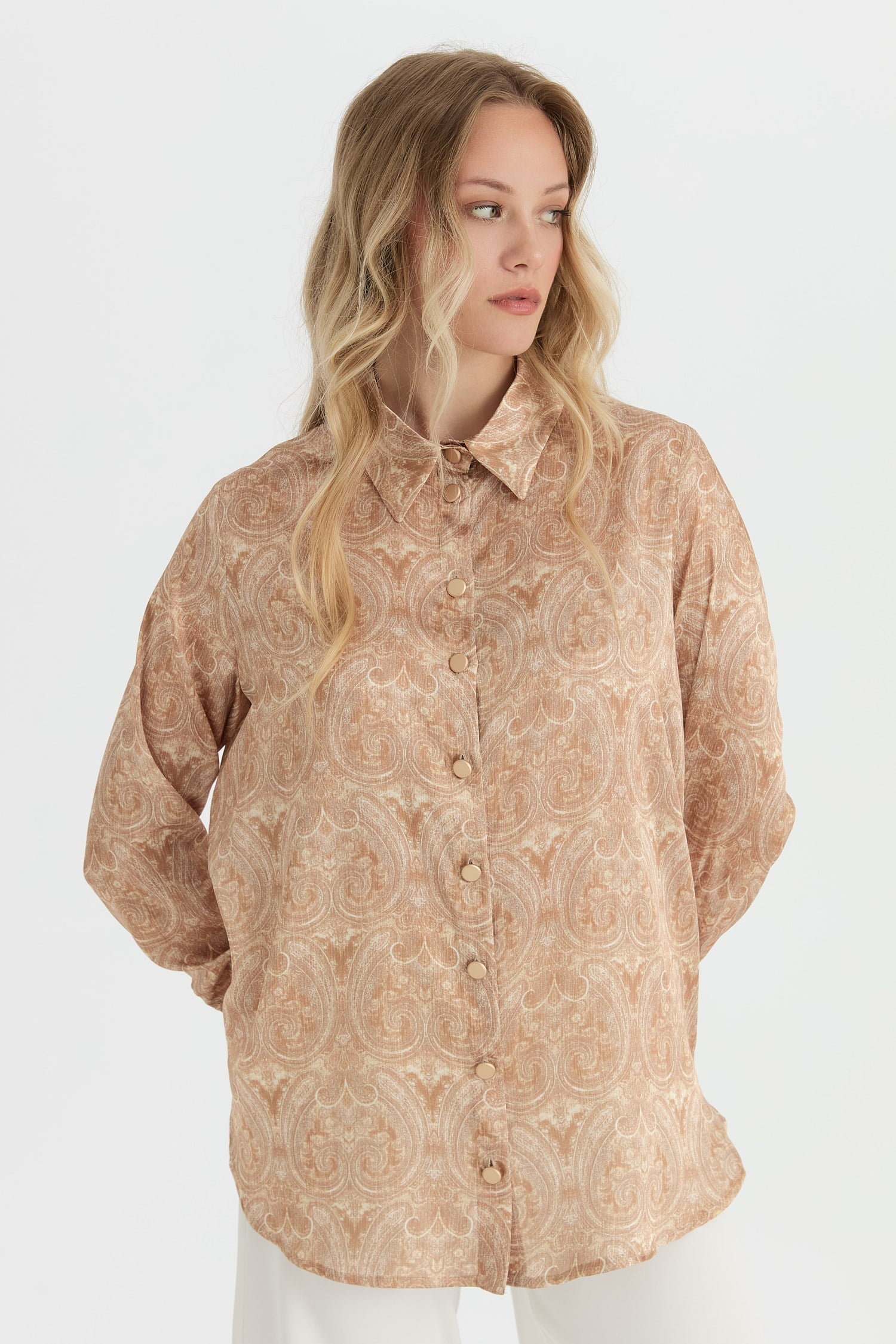 Desenli Tunik  Camel